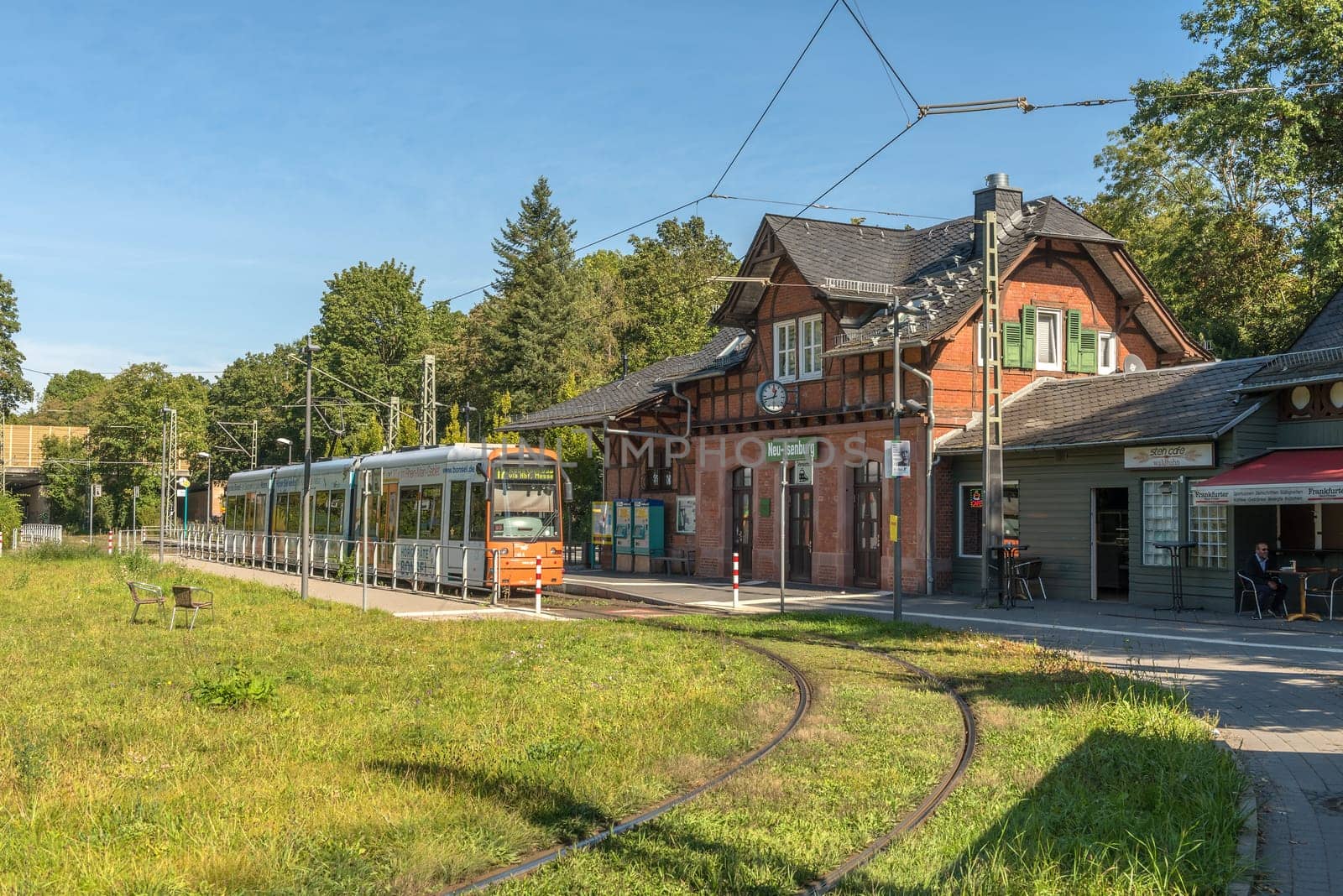Tram stop of the former Waldbahn in Neu Isenburg, Germany