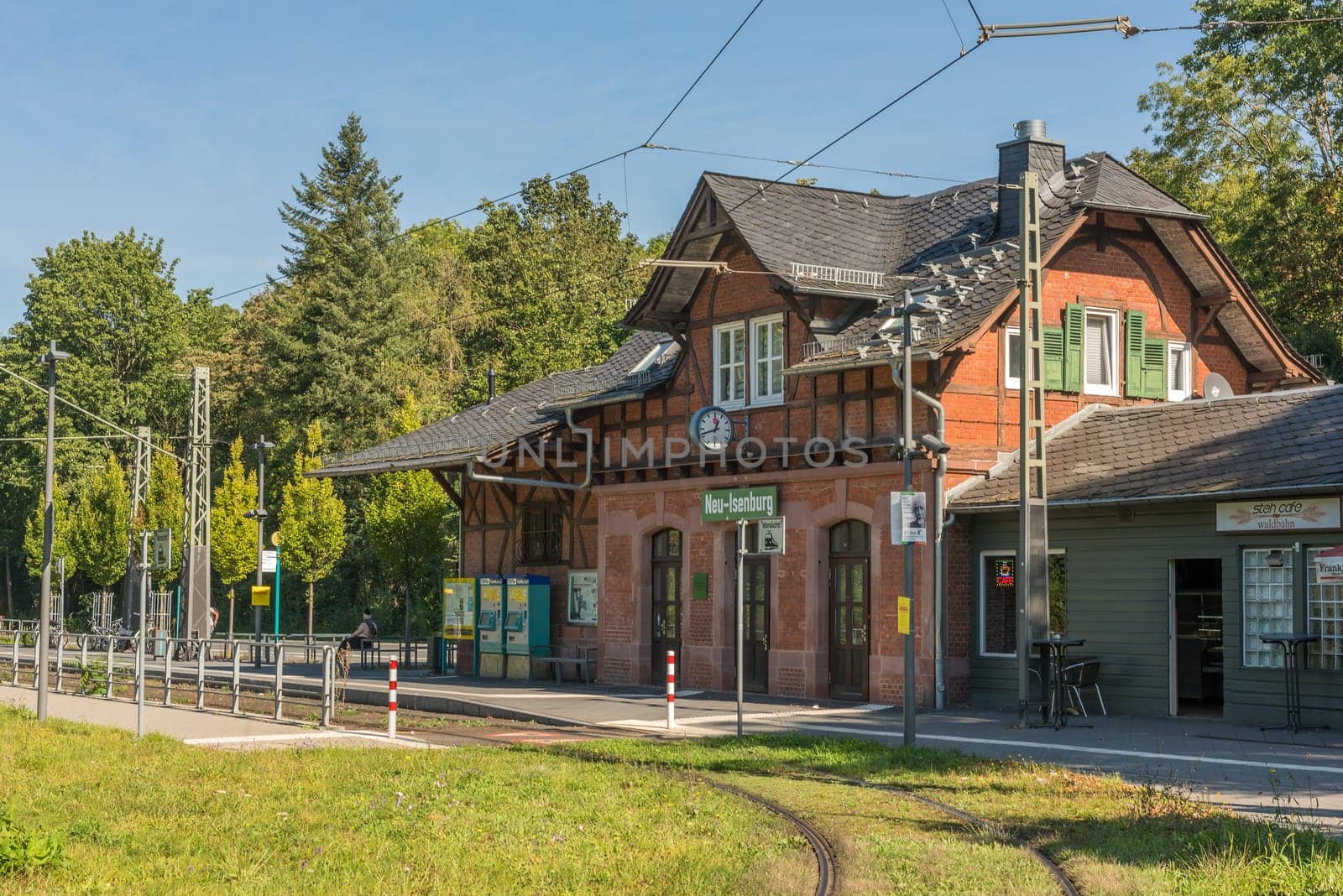 Tram stop of the former Waldbahn in Neu Isenburg, Germany