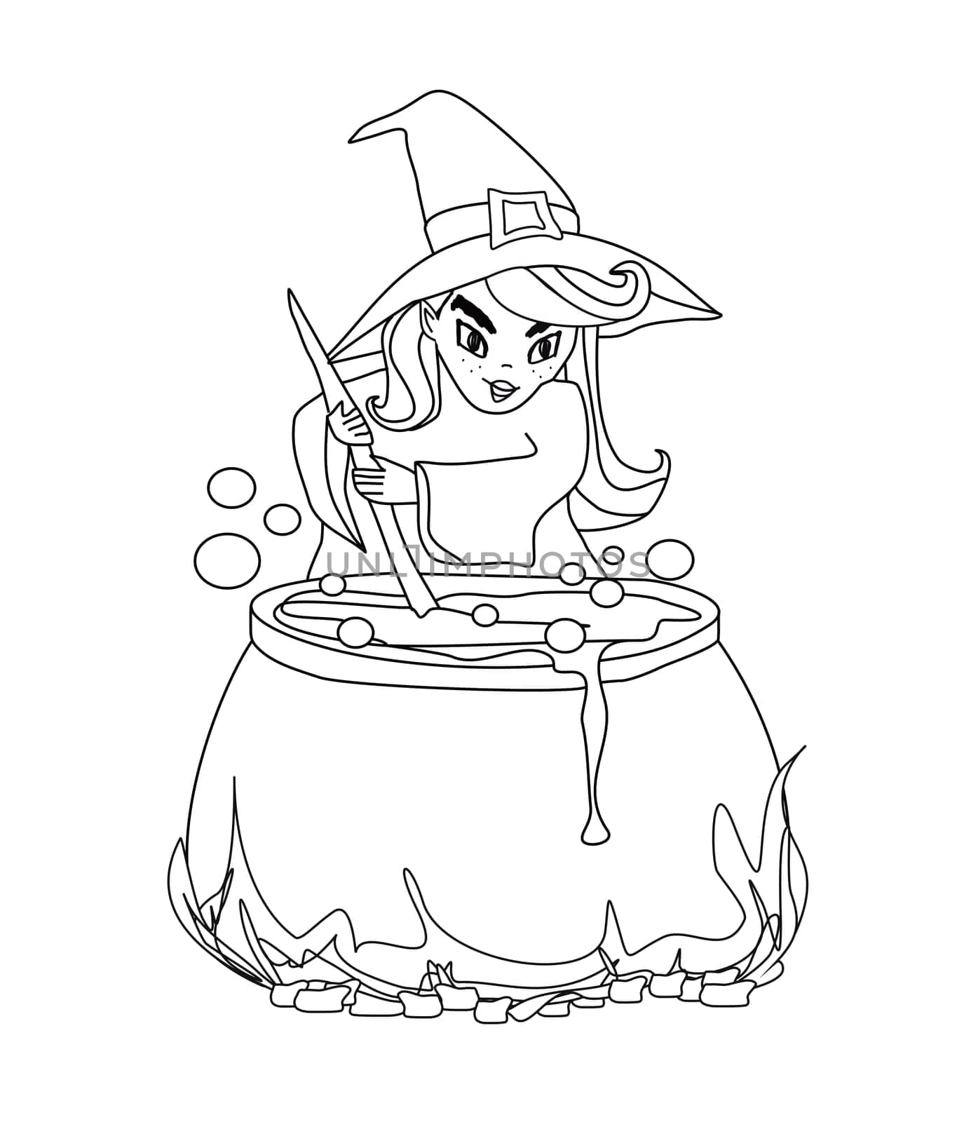 Halloween witch preparing potion