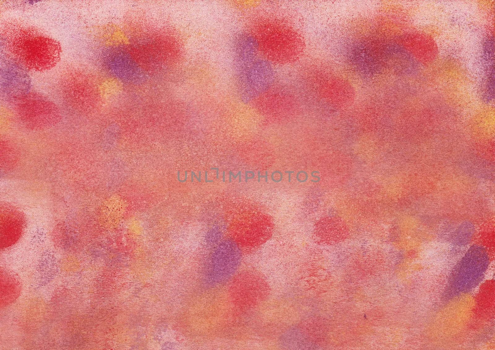 Watercolor painting in red, yellow and violet which had painted with a foam rubber roller