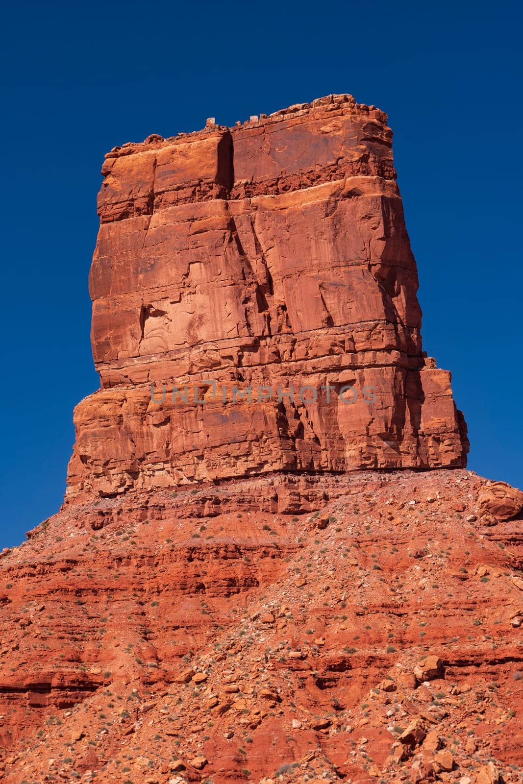 Imposing Castle Butte in the Desert in the Valley of the Gods in Utah