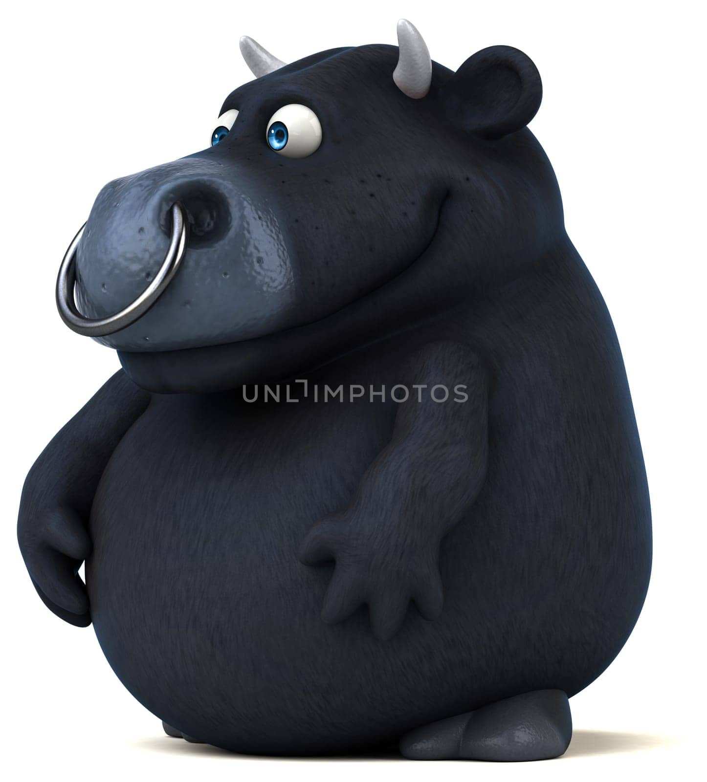 Fun black bull - 3D Illustration