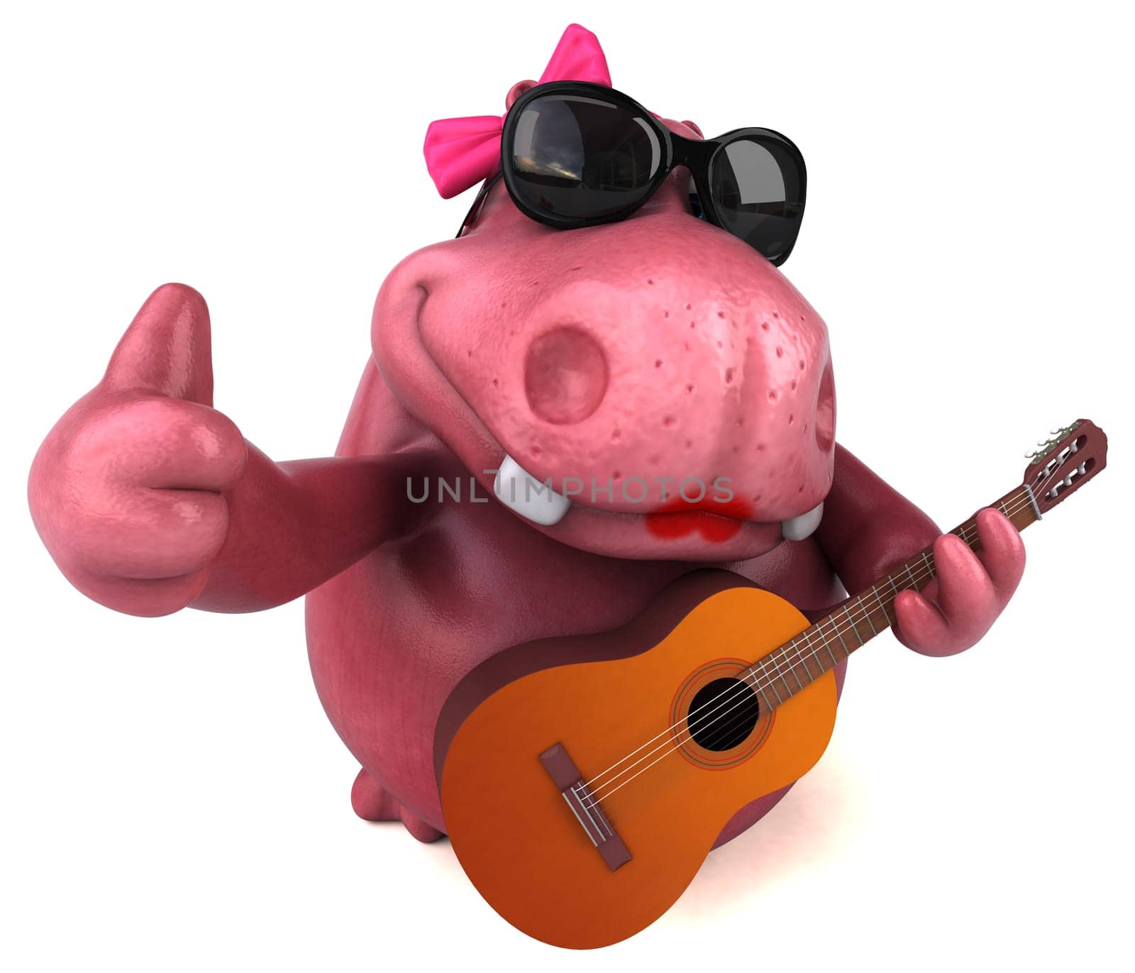 Pink Hippo - 3D Illustration