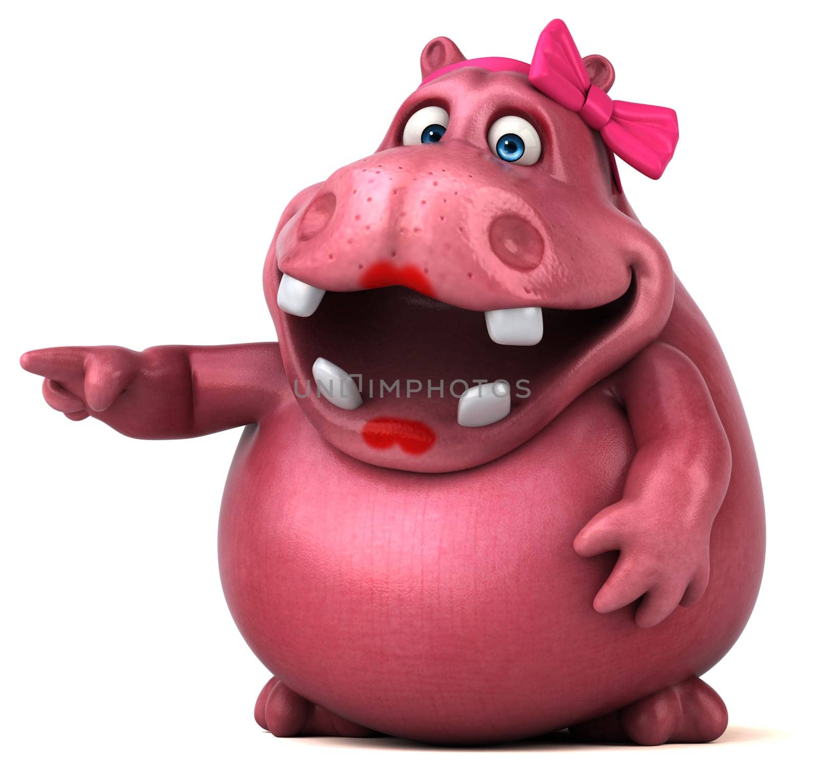 Pink Hippo - 3D Illustration