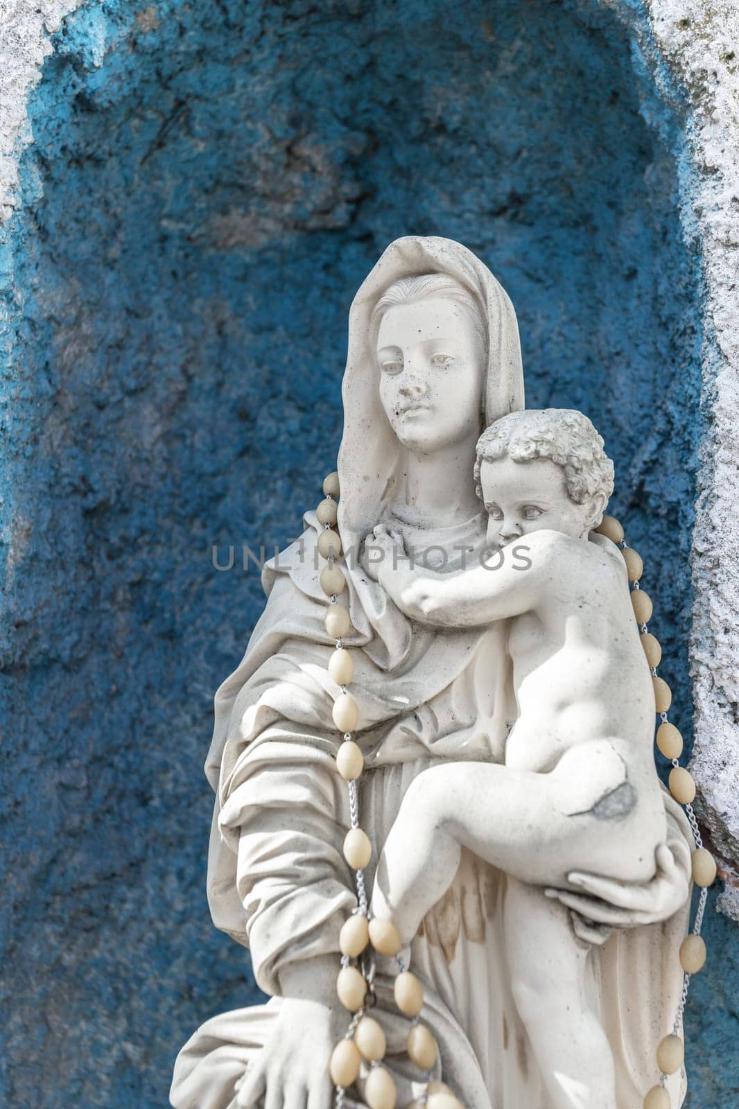 Statue of Our Lady and child Jesus. Ideal for concepts and holiday.