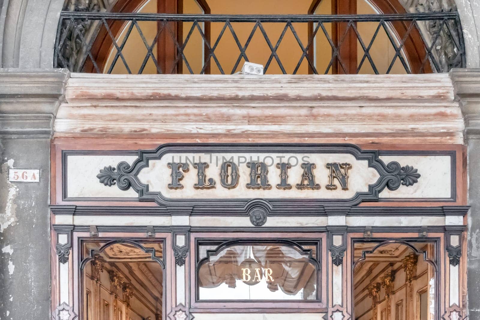 Cafe Florian on Piazza San Marco. It is the oldest coffee in Italy and in the world. It was inaugurated on December 29, 1720 by Floriano Francesconi. Venice, ITALY - July 22, 2020.
