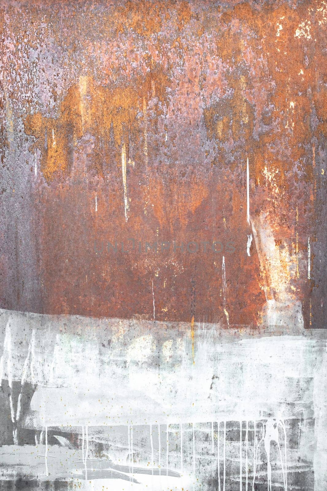 Abstract corroded old white paint on metal walls. The wall is cracked with old white paint. Rusty on old metal background. Metal rust. Texture, old metal iron rust texture.