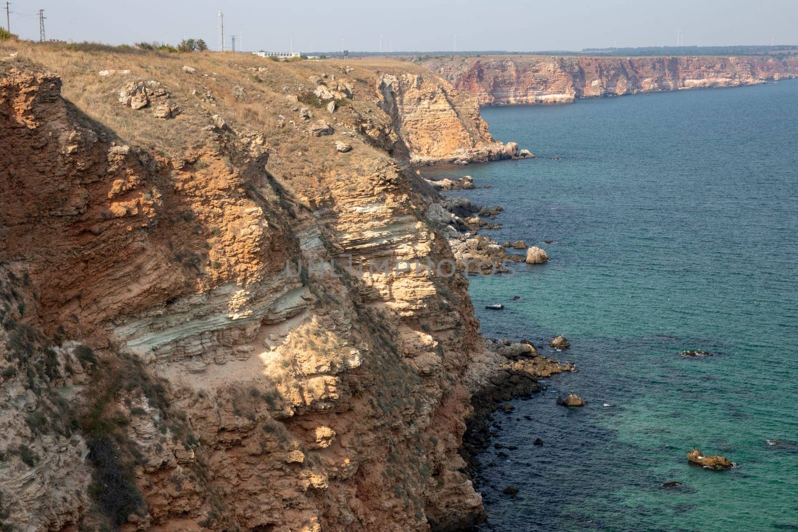 Cape Caliacra, Bulgaria - SEP 14, 2021. Cape Kaliakra - a unique architectural and natural oasis represents a rocky promontory jutting 2 kilometers into the sea. The steep cliffs rise between 50 and 60 meters from the sea.