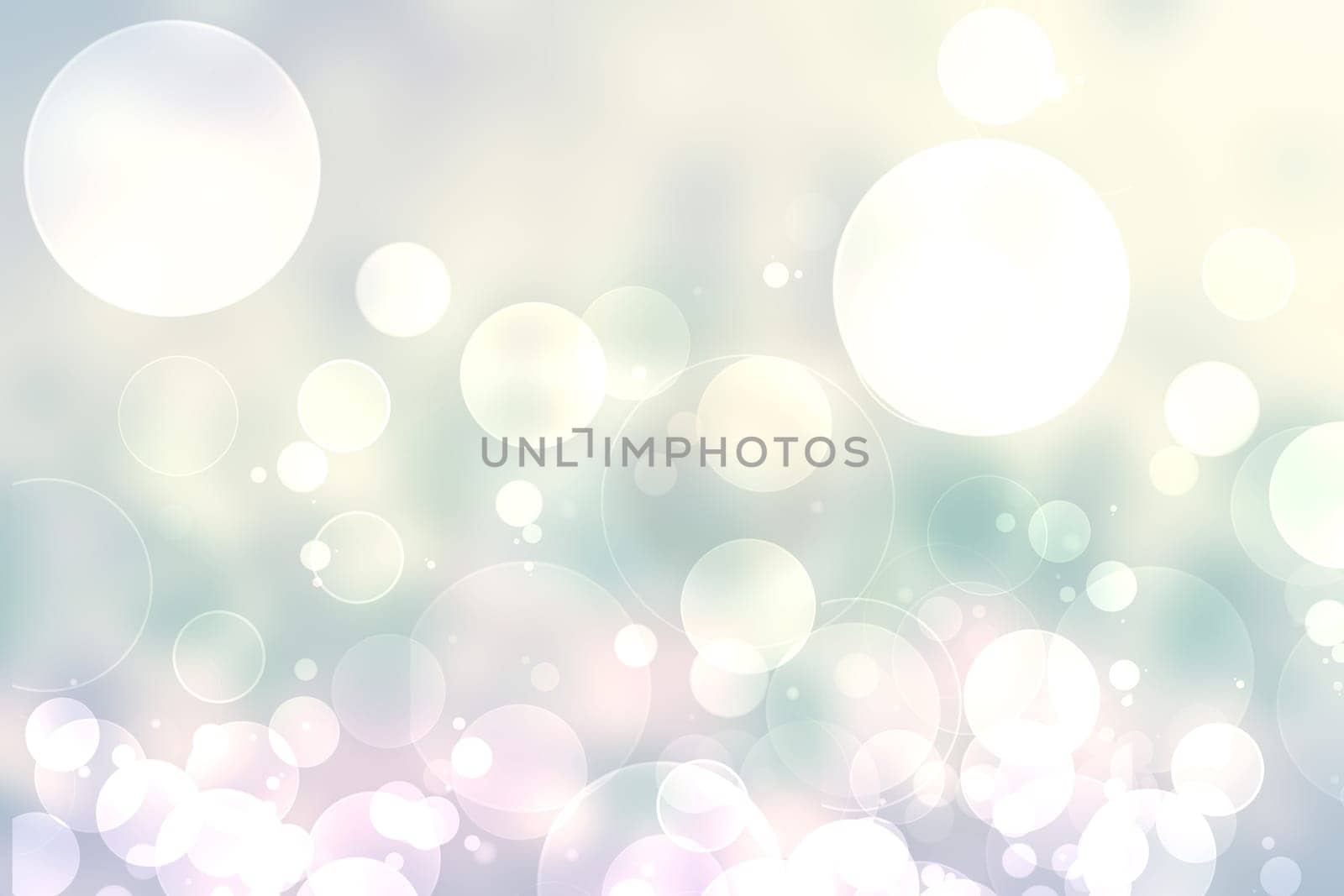 Abstract blurred fresh vivid spring summer light delicate pastel blue pink white bokeh background texture with bright circular soft color lights. Beautiful backdrop illustration.