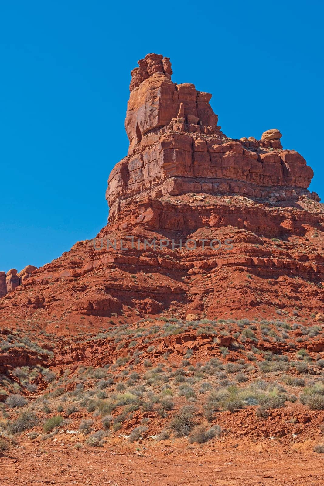 Dramatic Butte Rising Out of the Desert in the Valley of the Gods in Utah