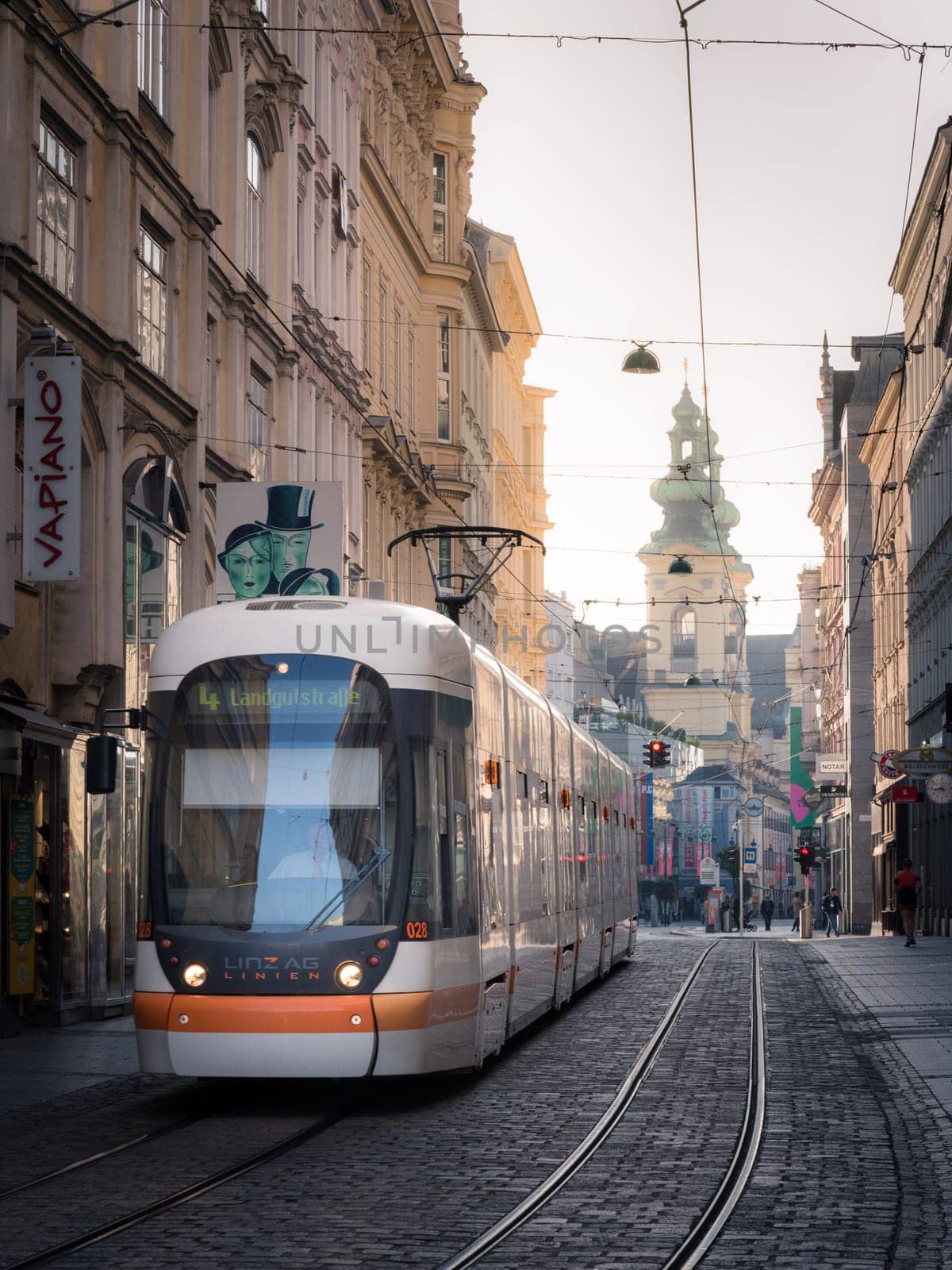 Tramway people carier on the main street of Linz Austria