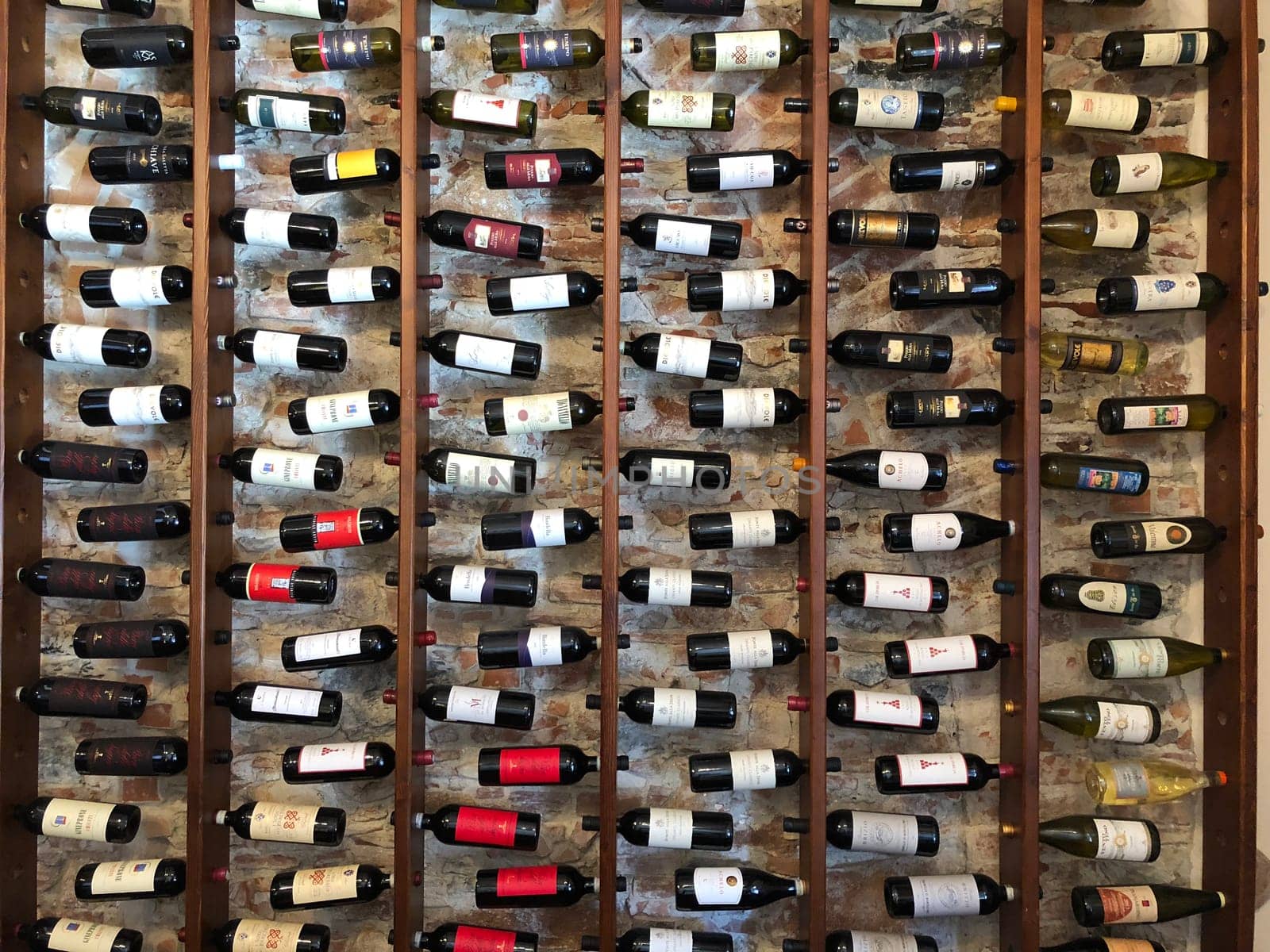 Wine bottles at a Tuscan restaurant