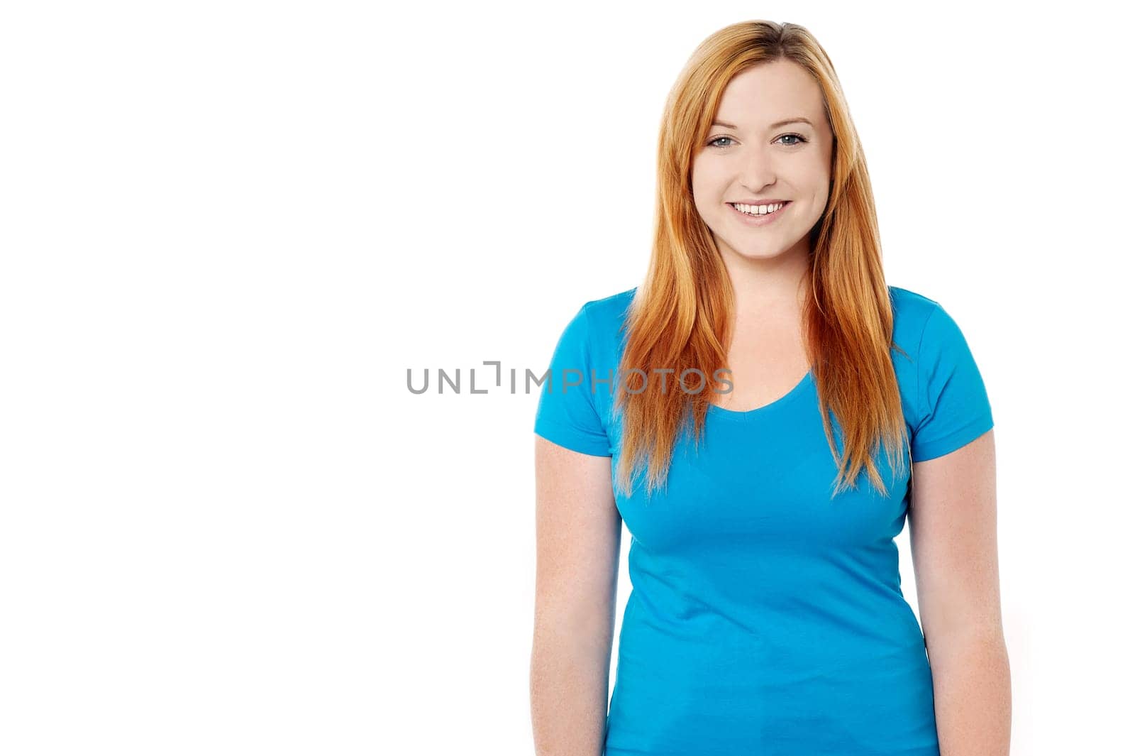Pretty happy woman isolated over white