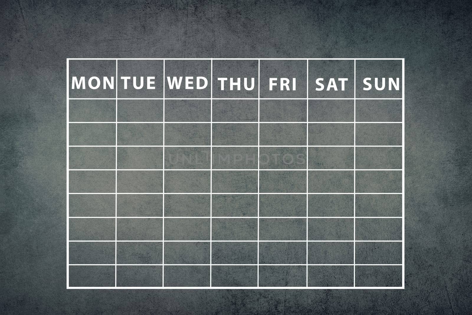 Schedule of the week on a dark textured background, curriculumn school