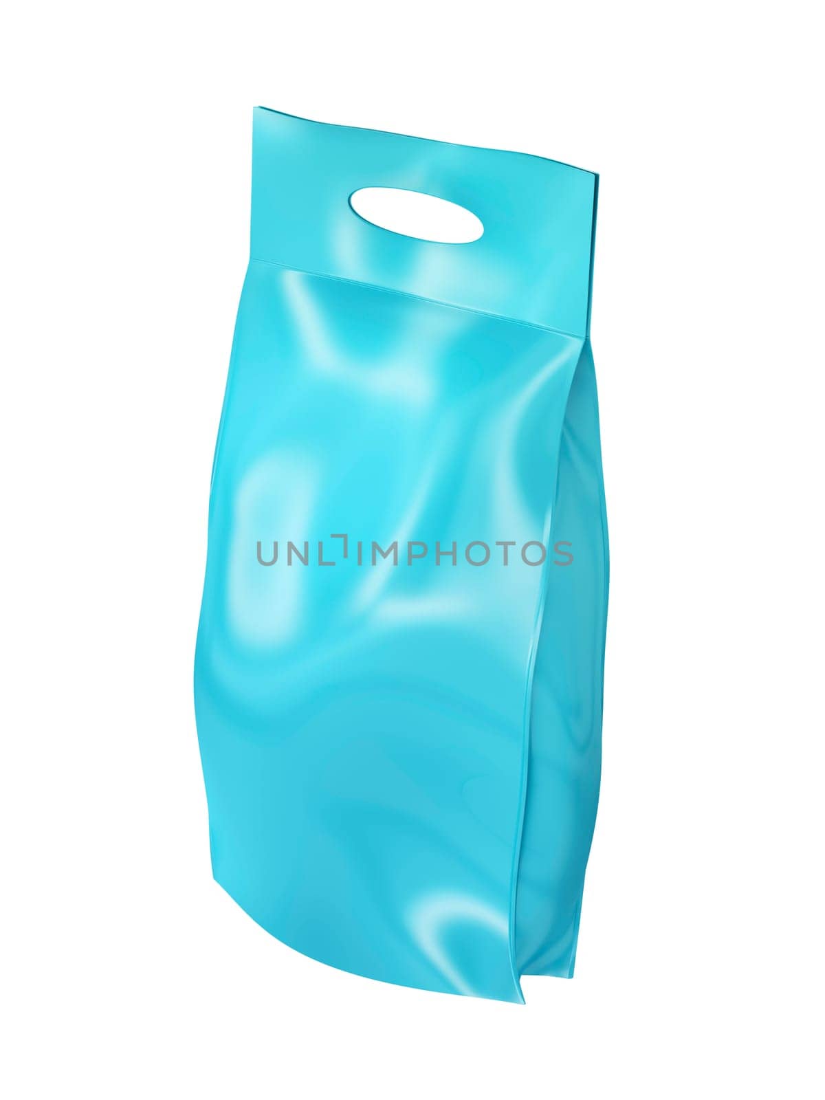 Blue washing powder bag, isolated on white background