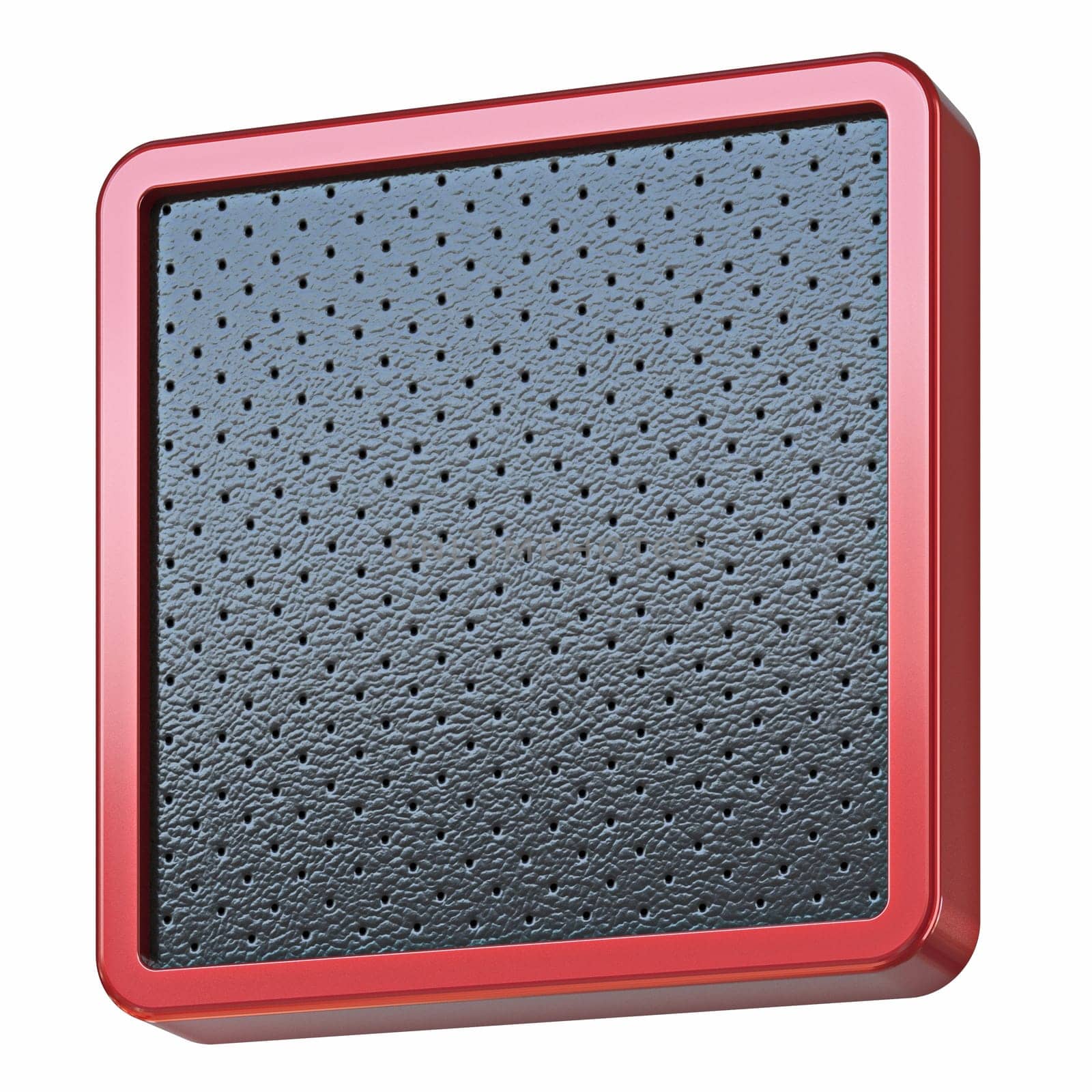 Red shinny metal and black leather square 3D render illustration isolated on white background