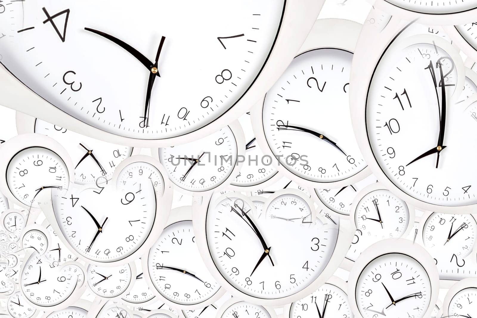 Droste effect background with infinite clock spiral. Abstract design for concepts related to time and deadline.