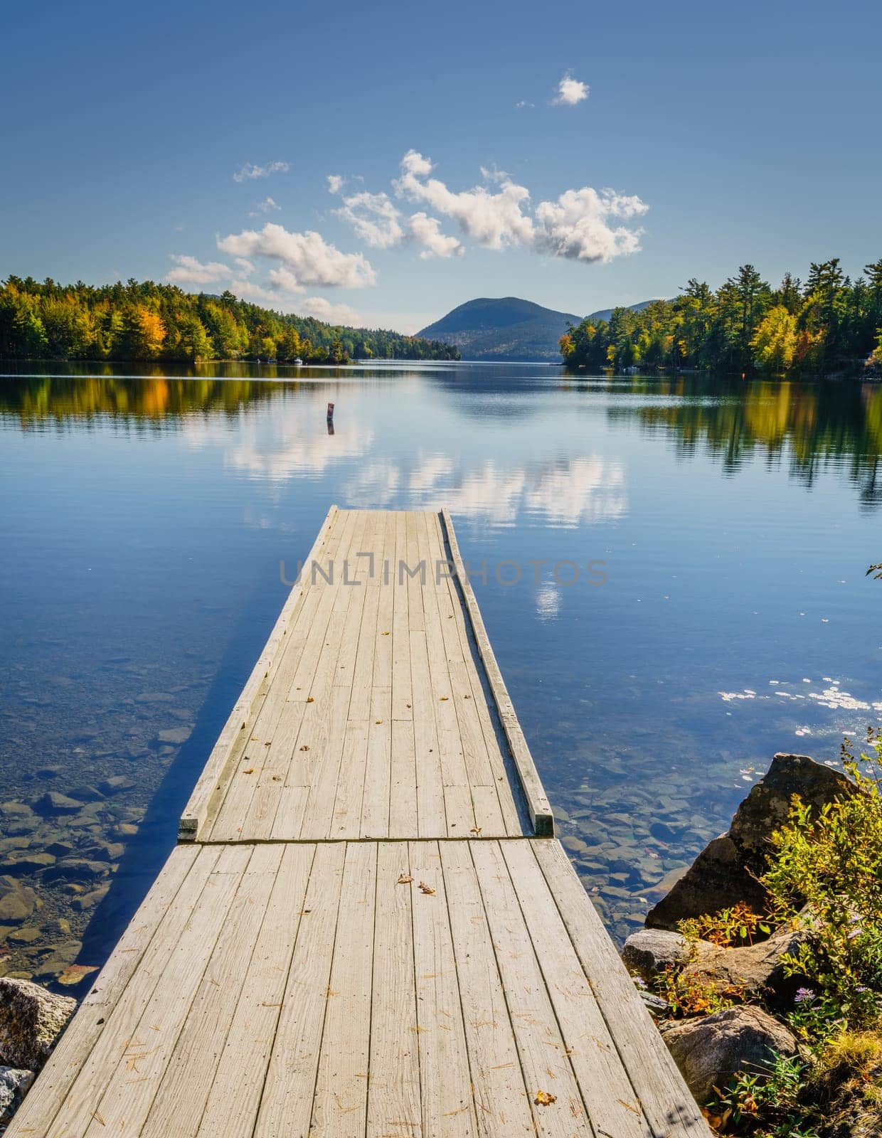 Scenic view of Long Pond in Acadia National Park in fall