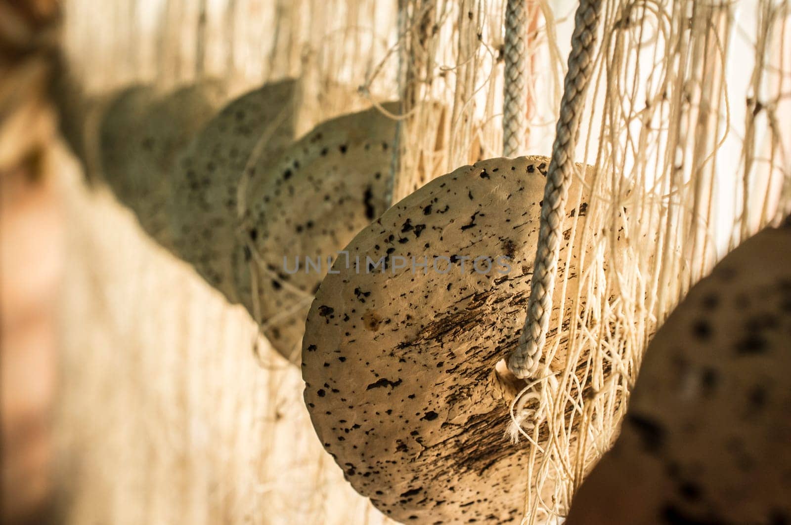 River drif net cork floaters. Traditional fishing equipment used by Guadiana fishers last century