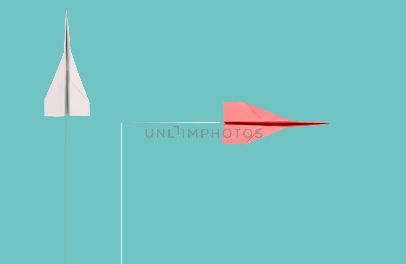Airplanes in front of a blue colored background, business concept, start new ideas