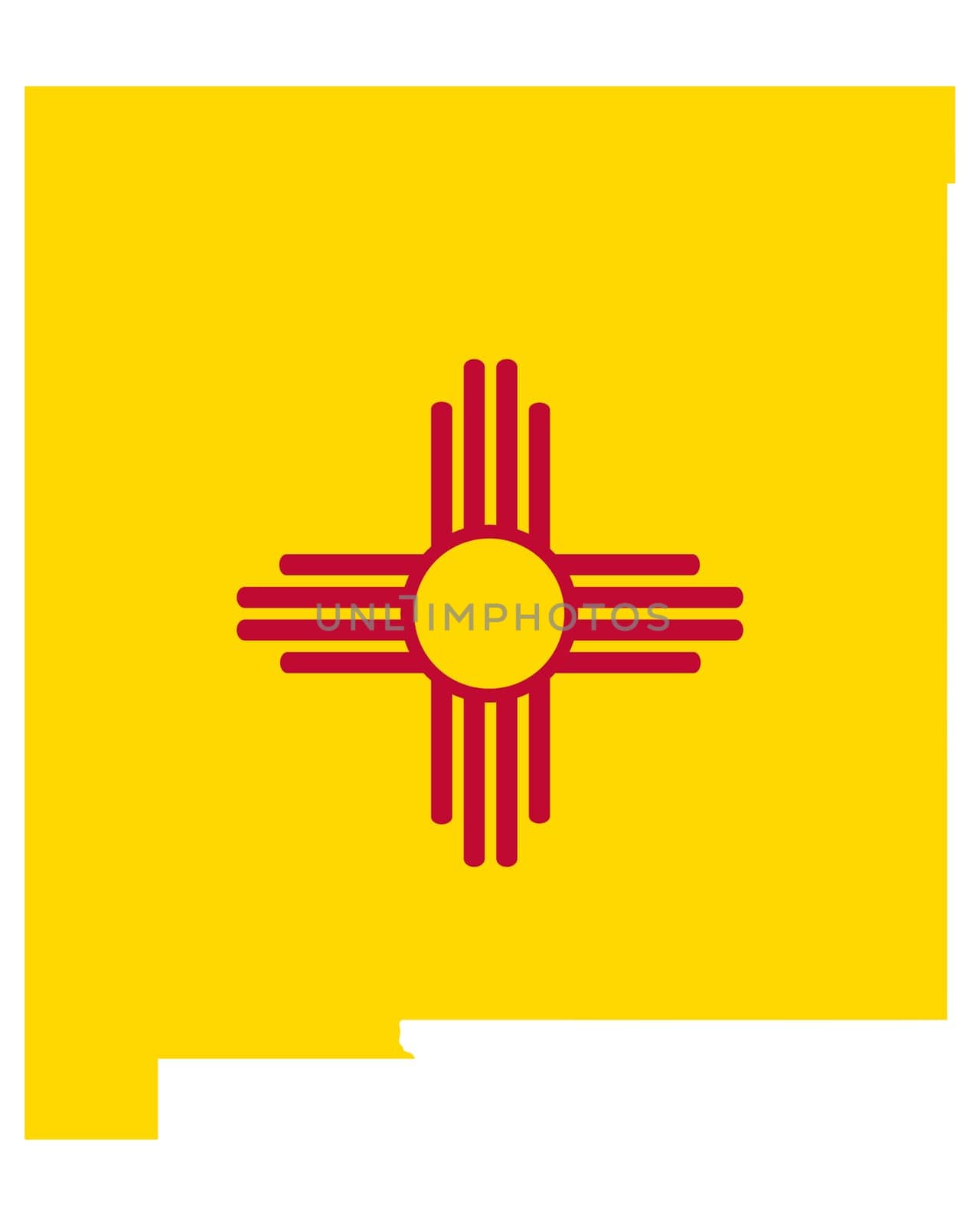 Fahne in Landkarte von New Mexico