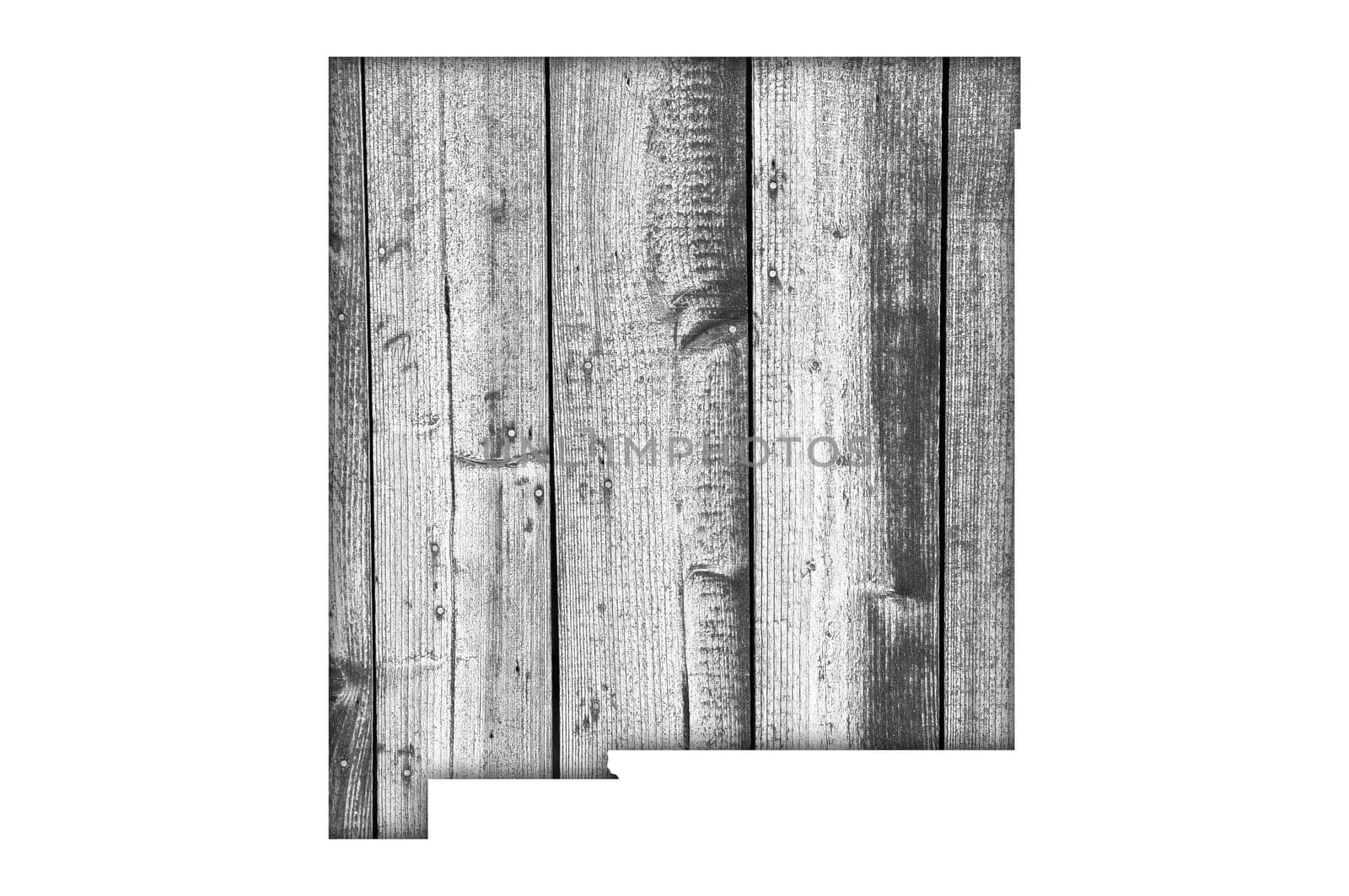 Map of New Mexico on weathered wood