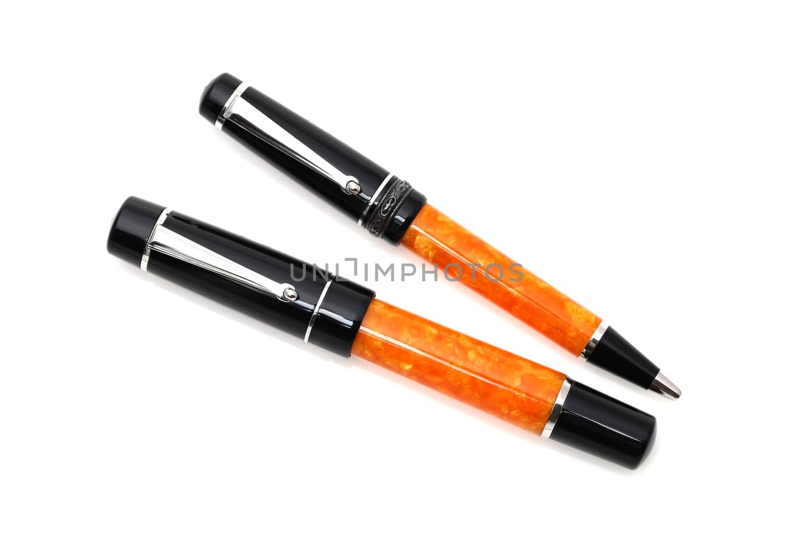 beautiful details of a fountain pen isolated on white background
