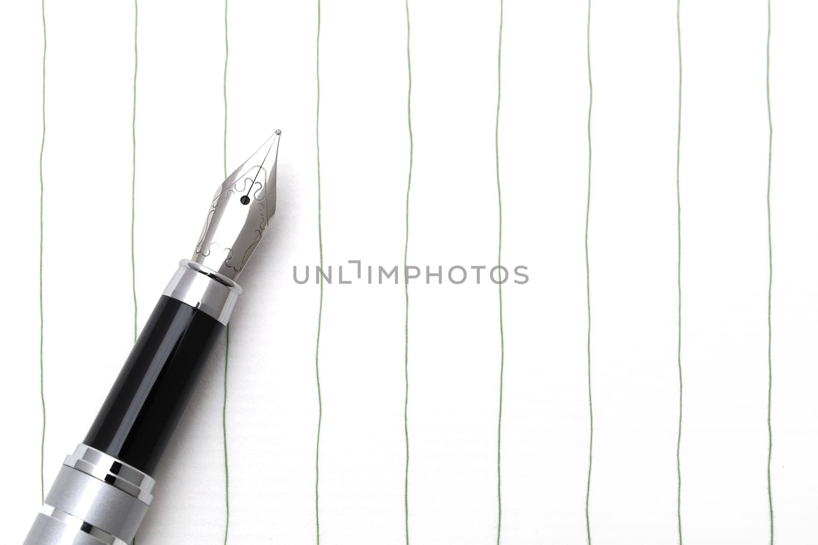 Fountain pen with Japanese writing letter paper background