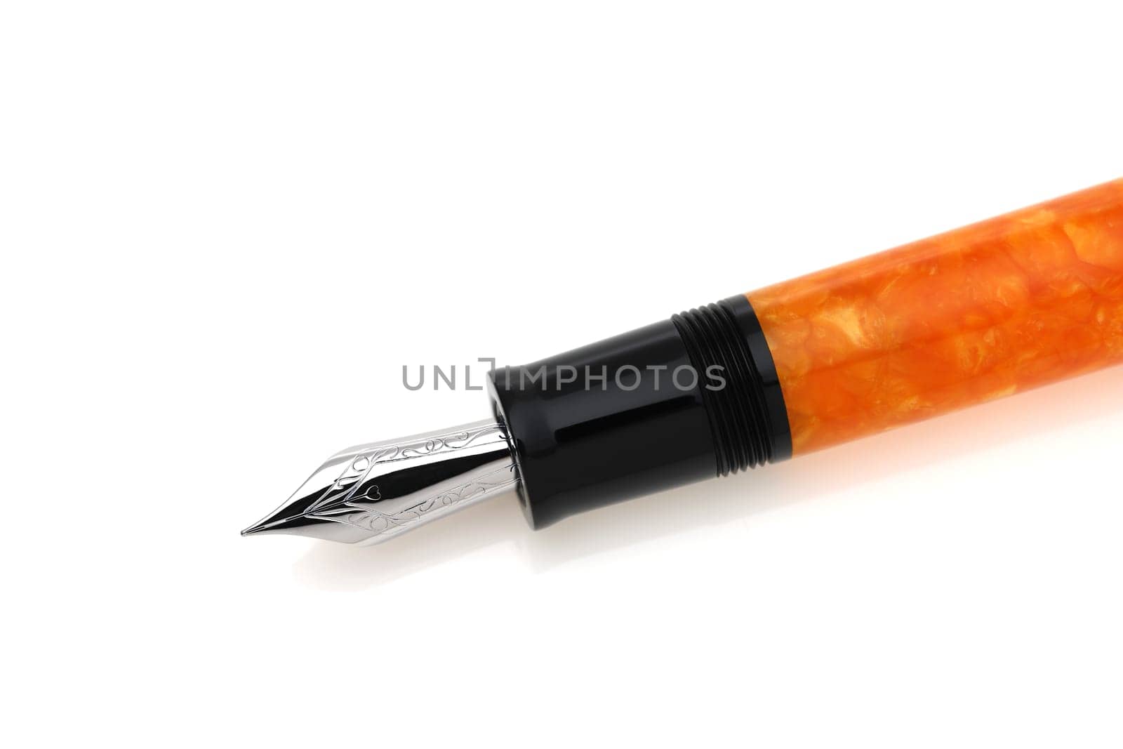beautiful details of a fountain pen isolated on white background