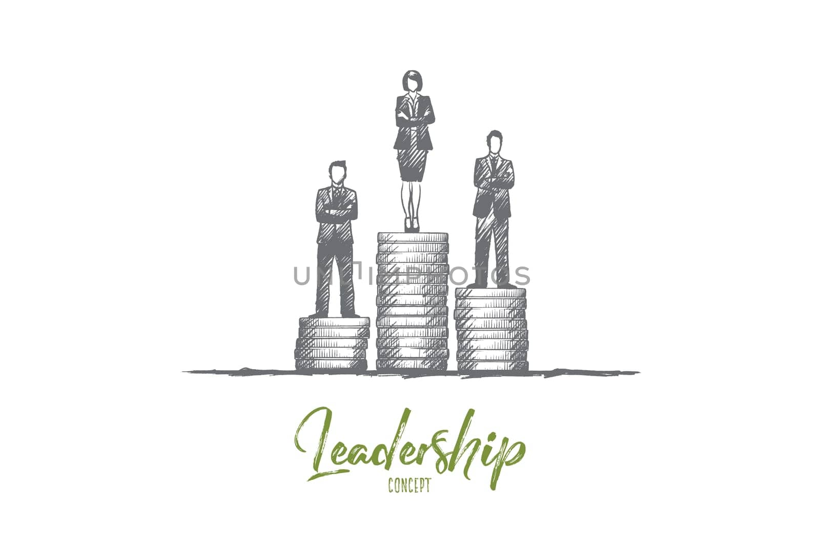 Leadership concept. Hand drawn business team leader. Success and competition isolated vector illustration.