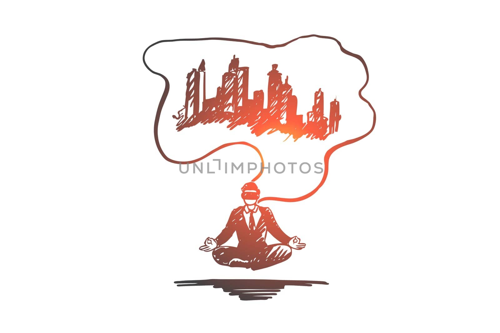 Virtual reality, device, game, glasses, entertainment concept. Hand drawn man with virtual glasses concept sketch. Isolated vector illustration.