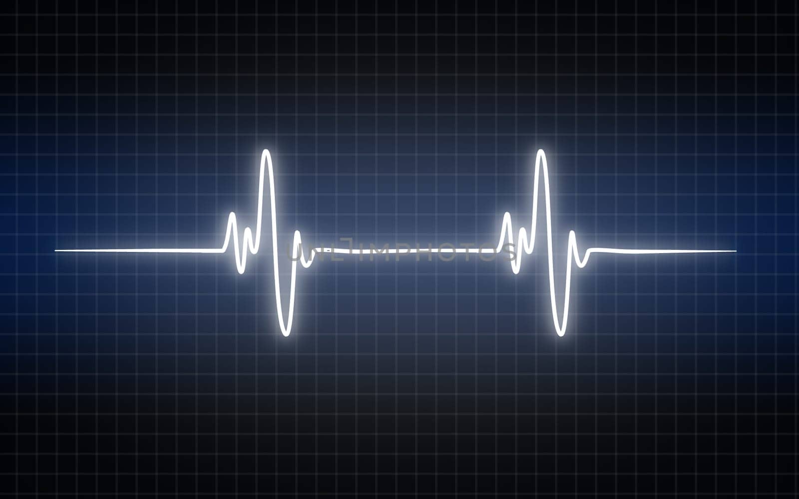 Electrocardiogram graph, heartbeat shown on monitor, 3D rendering