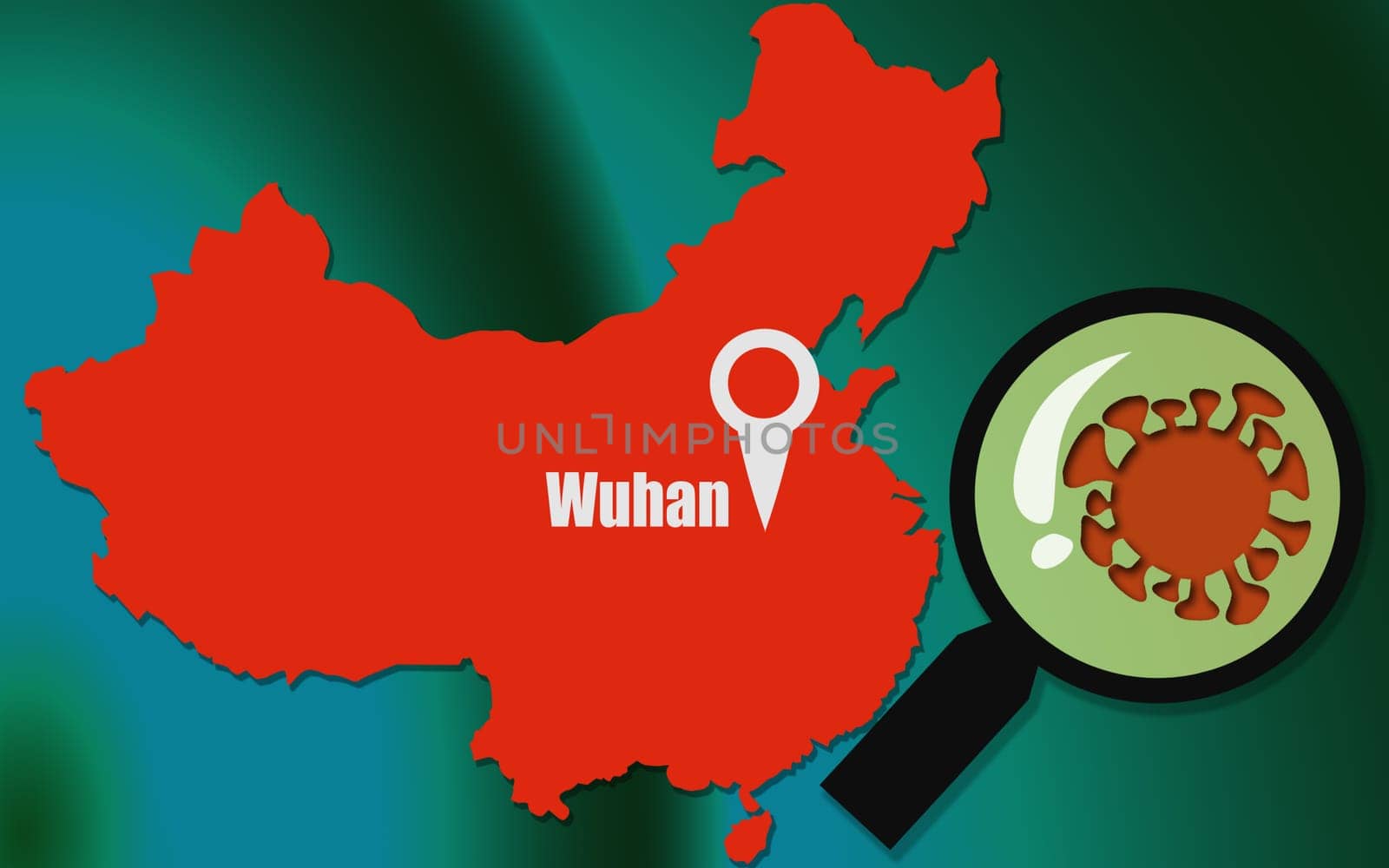 Wuhan coronavirus 2019-nCoV concept. An outbreak occurs in Wuhan, China. 3d rendering