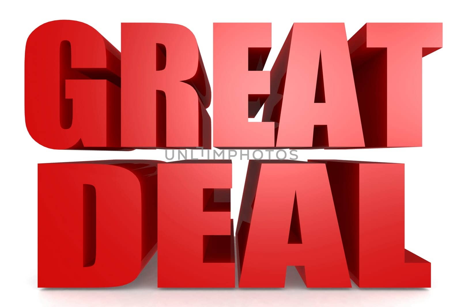 Great deal word isolated on white, 3D rendering