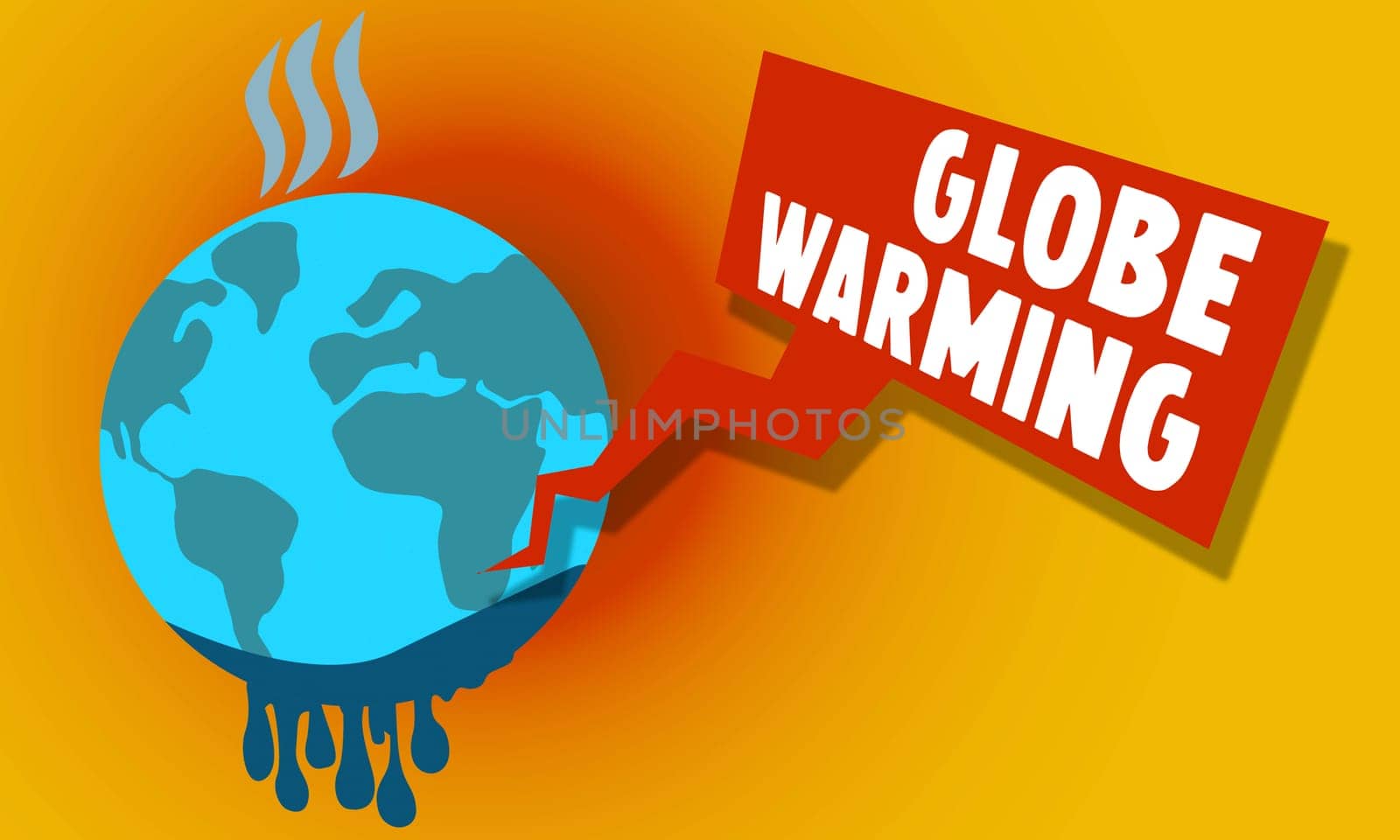 Melting of planet earth. Global warming concept. 3d rendering