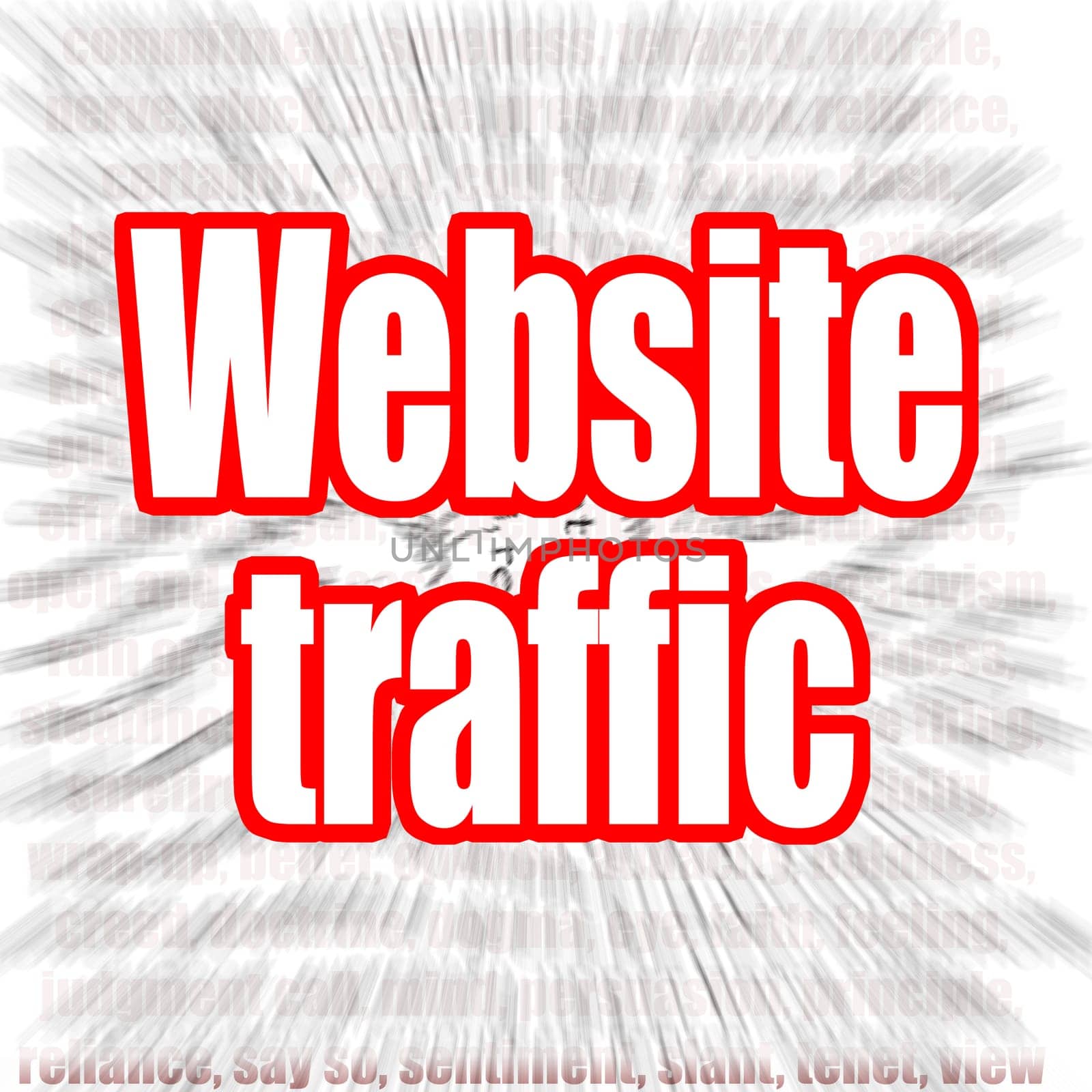 Website traffic word with zoom in effect as background, 3D rendering