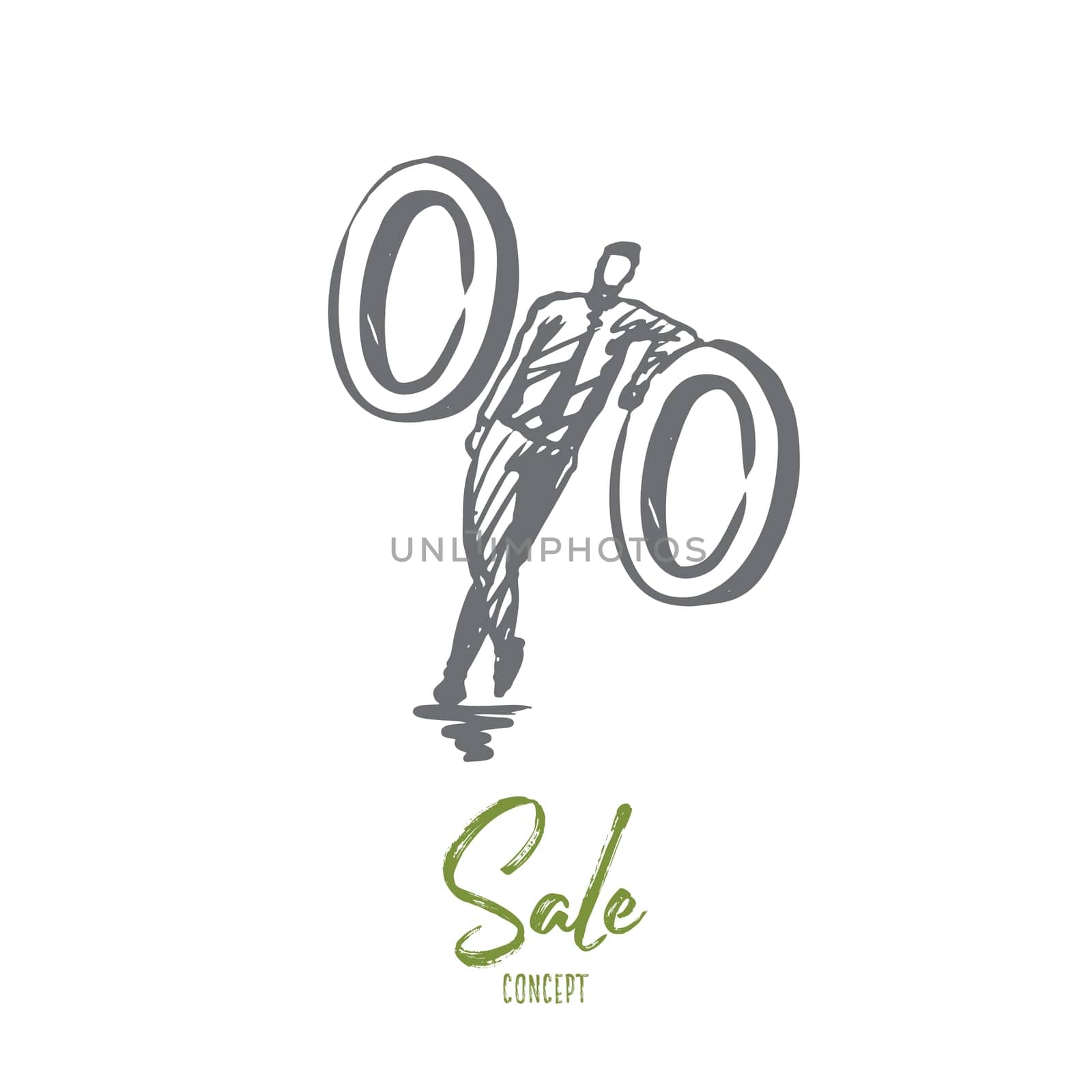 Sale, offer, price, sign, market concept. Hand drawn percent of discount concept sketch. Isolated vector illustration.