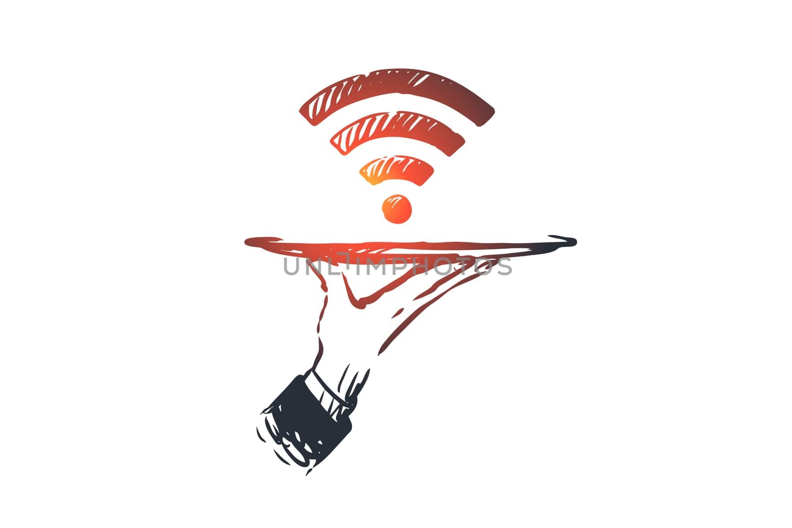 Provider, wi-fi, internet, network, access concept. Hand drawn symbol of wi-fi signal concept sketch. Isolated vector illustration.