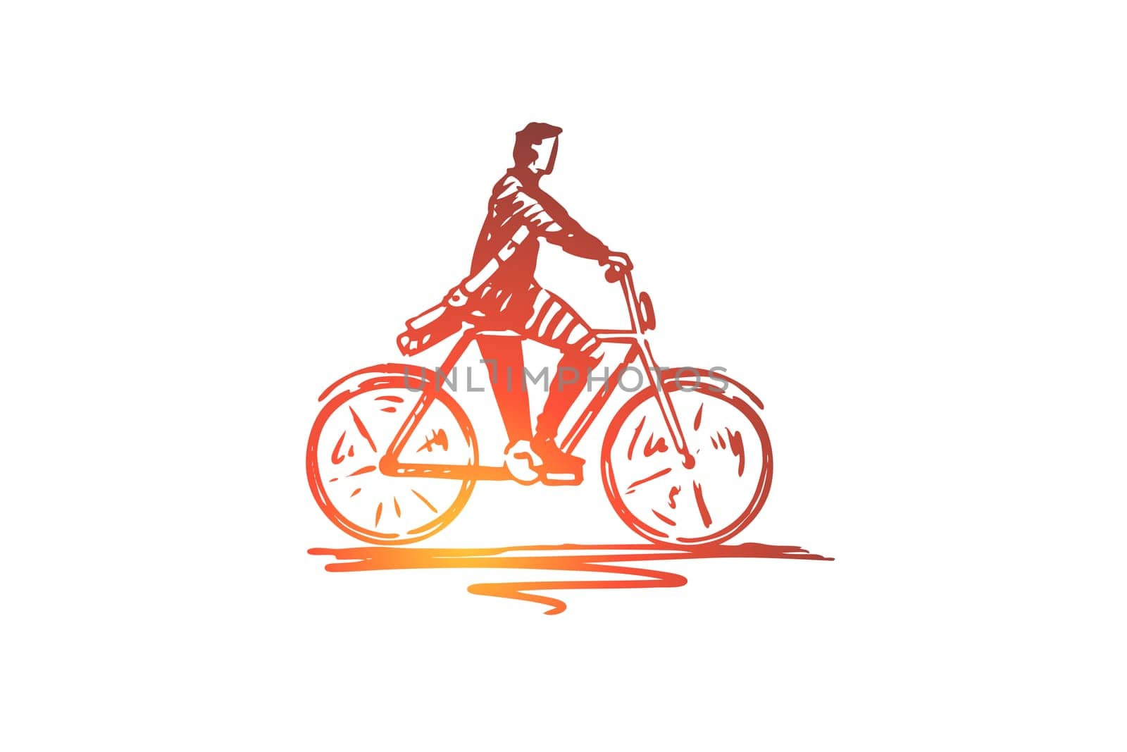 Cyclist, bike, bicycle, person, action concept. Hand drawn person cycling outdoor concept sketch. Isolated vector illustration.