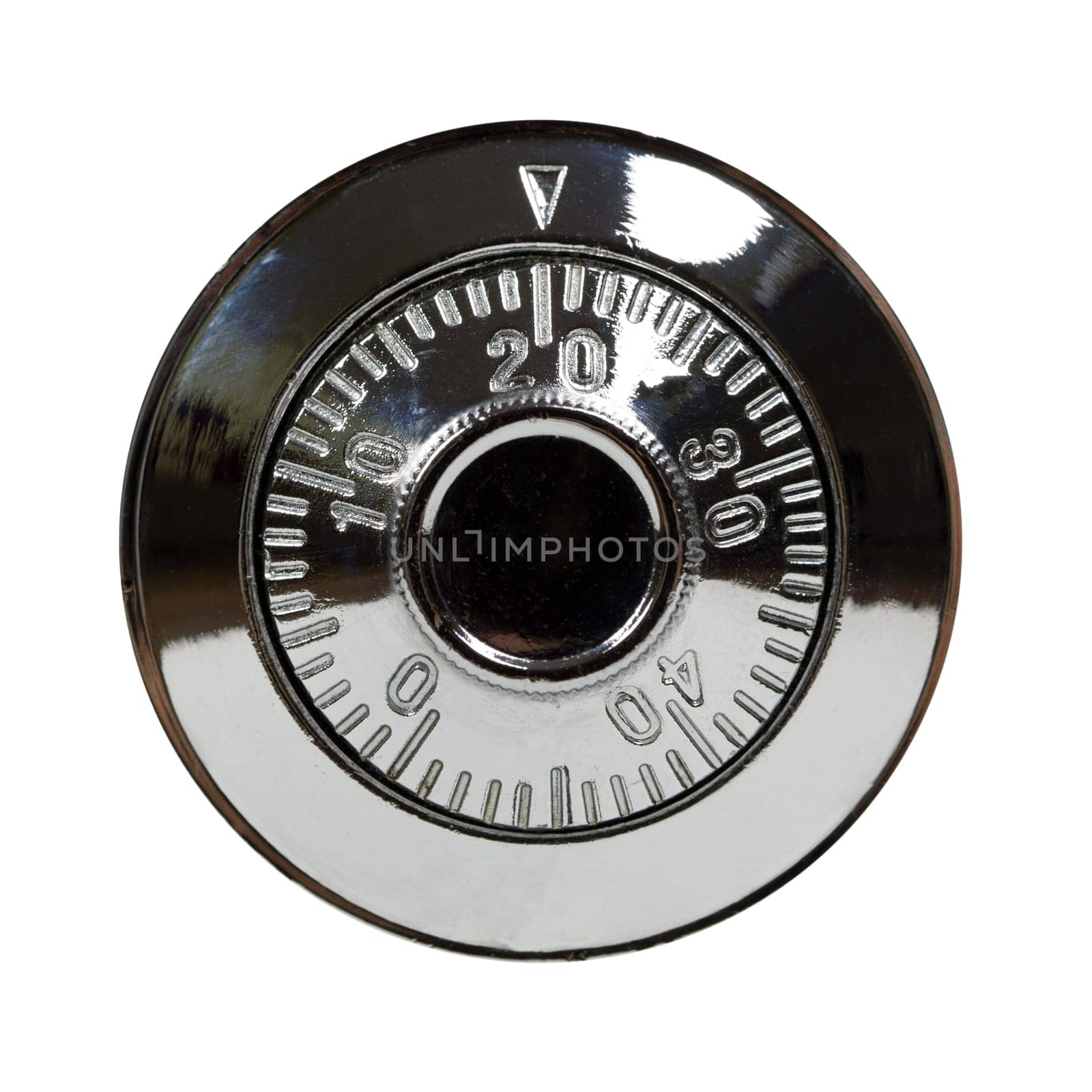 Silver combination lock, isolated on white. Security concept.