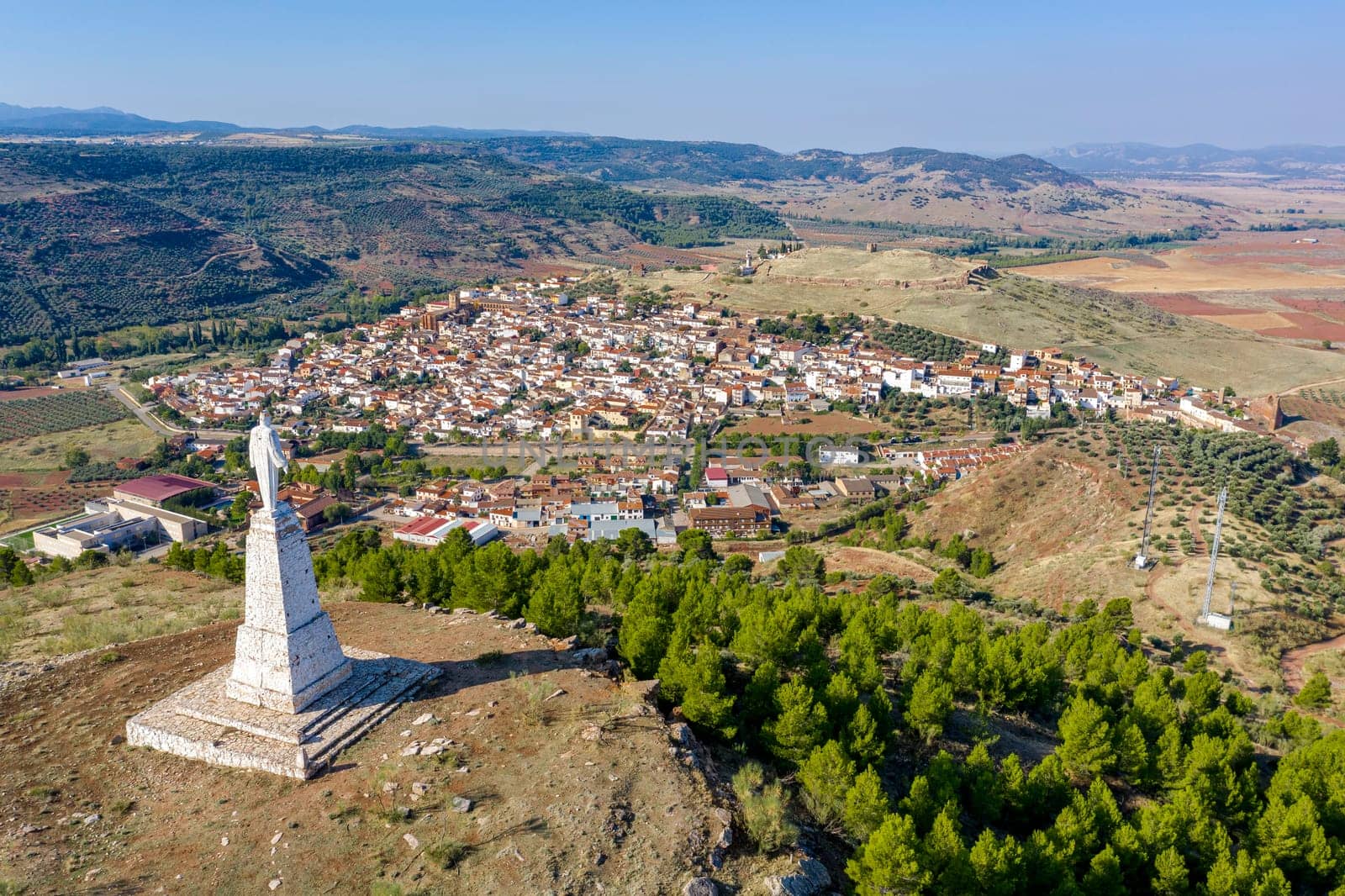 Aerial panoramic view of Alcaraz Albacete Spain, from the Sacred Heart