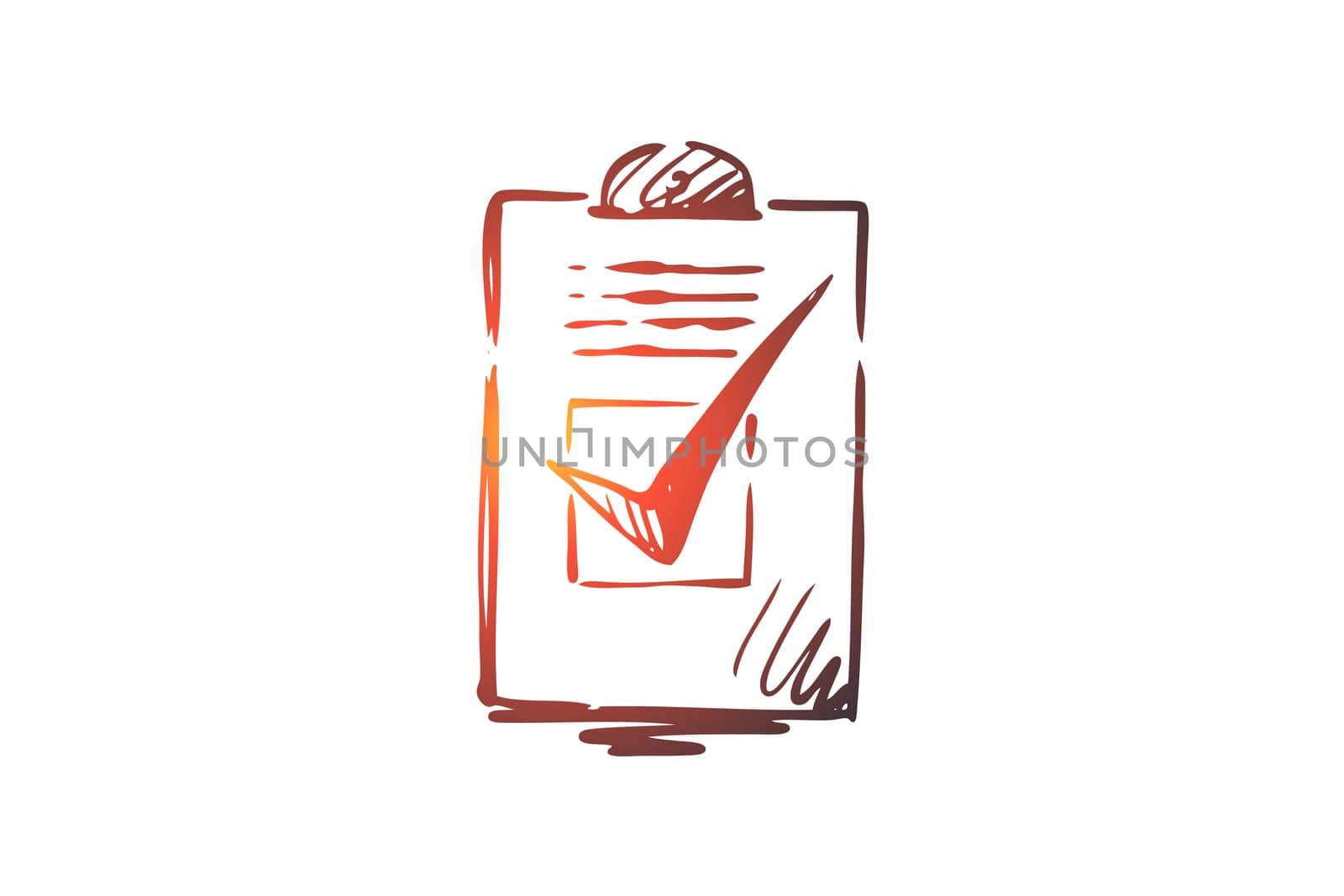 Approved, accepted vector concept. Ballot paper with vote mark. Hand drawn sketch isolated illustration