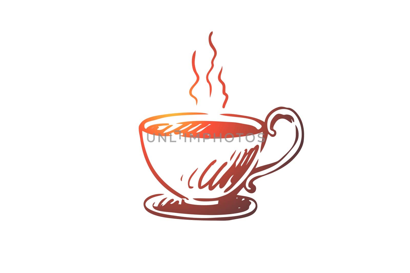 Cup, coffee, cappuccino, hot, americano concept. Hand drawn cup of hot drink concept sketch. Isolated vector illustration.