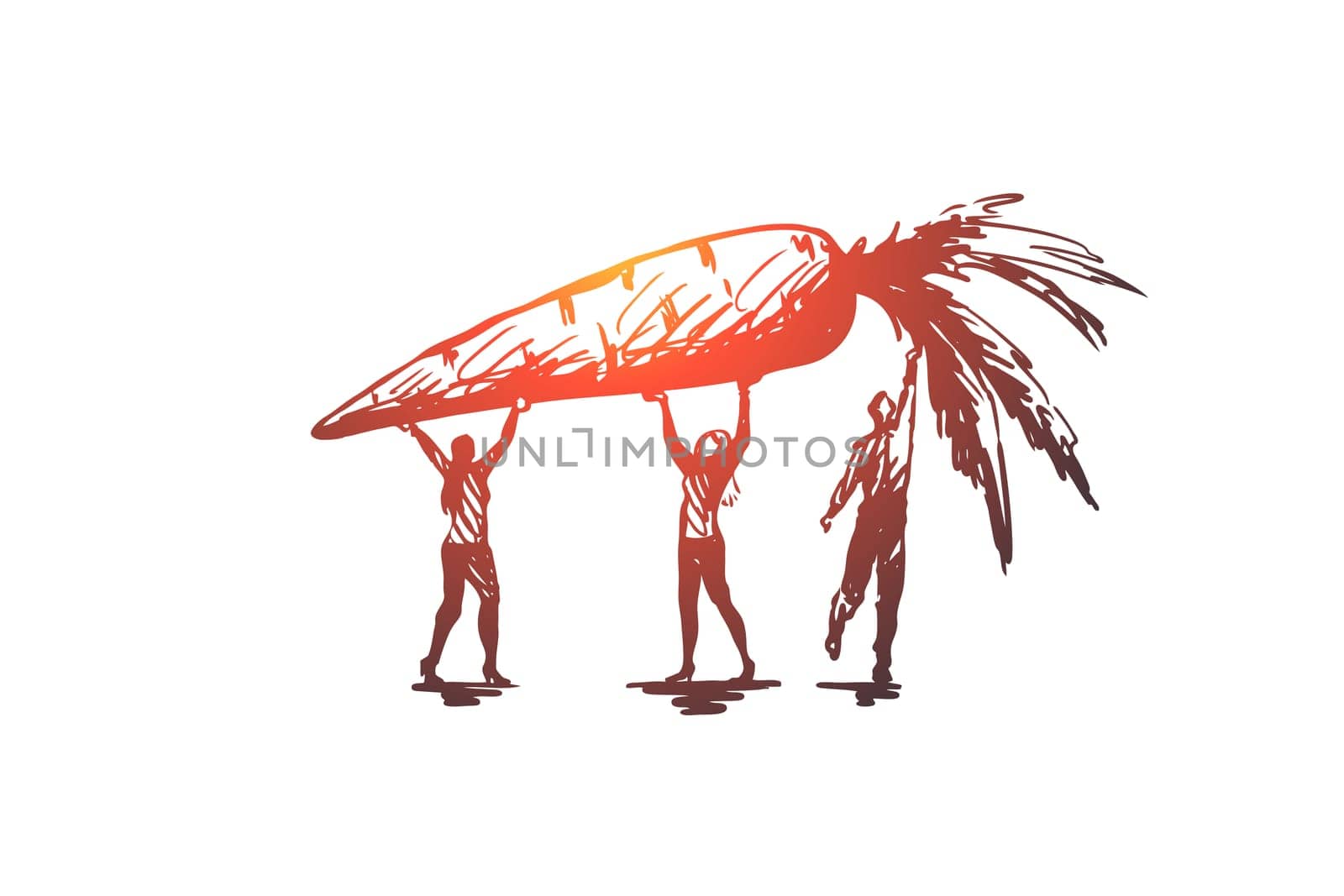 Carrot, food, vegetables, fresh, organic concept. Hand drawn man and big apple concept sketch. Isolated vector illustration.