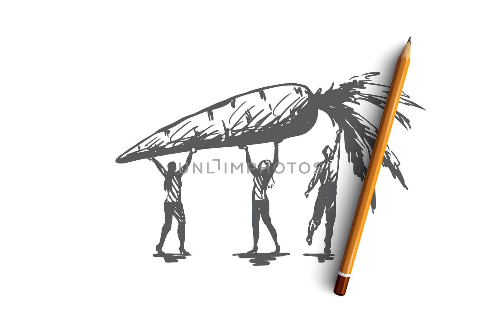 Carrot, food, vegetables, fresh, organic concept. Hand drawn man and big apple concept sketch. Isolated vector illustration.