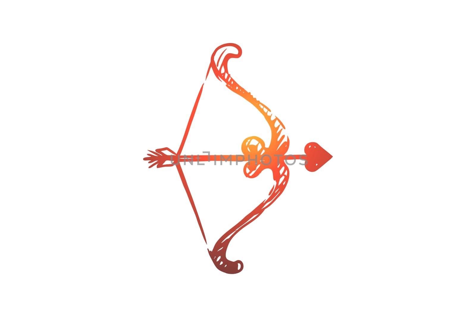 Amour, arrow, amorousness, love, romantic concept. Hand drawn arrow with heart concept sketch. Isolated vector illustration.