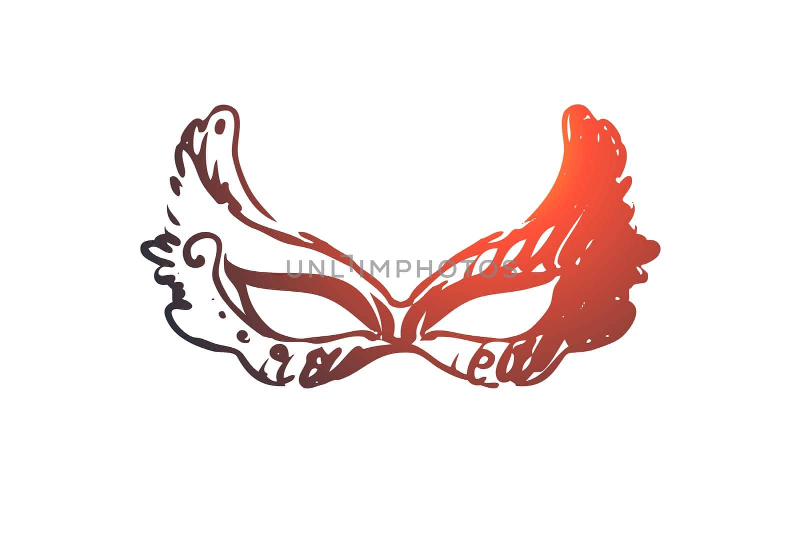 Carnival, mask, festival, party, performance concept. Hand drawn carnival Venice mask concept sketch. Isolated vector illustration.