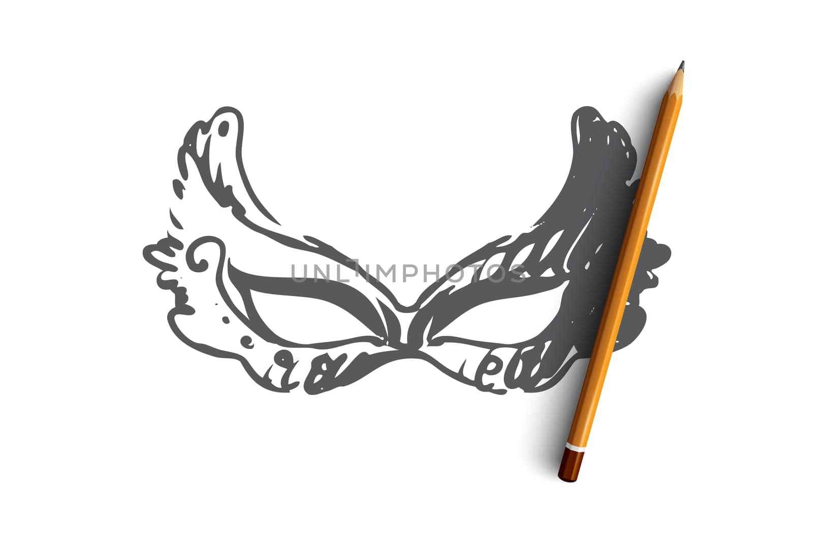 Carnival, mask, festival, party, performance concept. Hand drawn carnival Venice mask concept sketch. Isolated vector illustration.