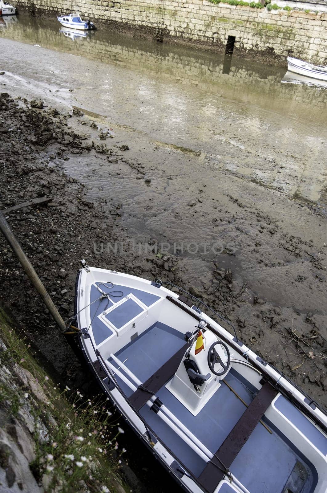 Detail of boats moored in an old dry dock