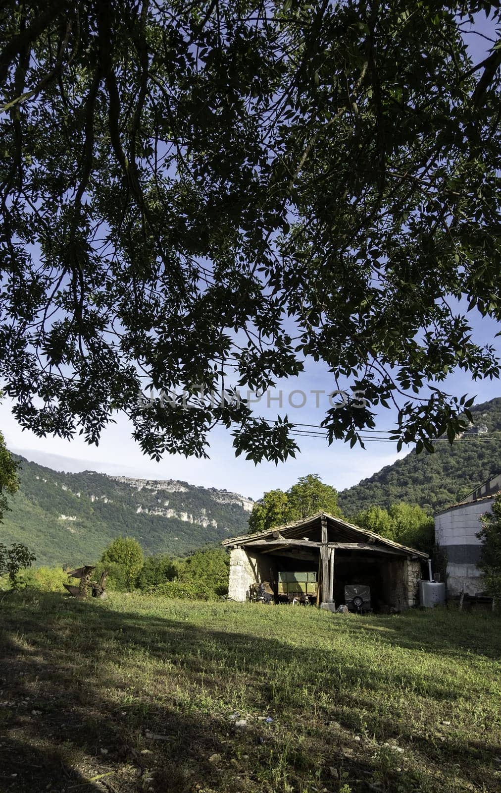 Detail of old mountain house in a forest in Spain